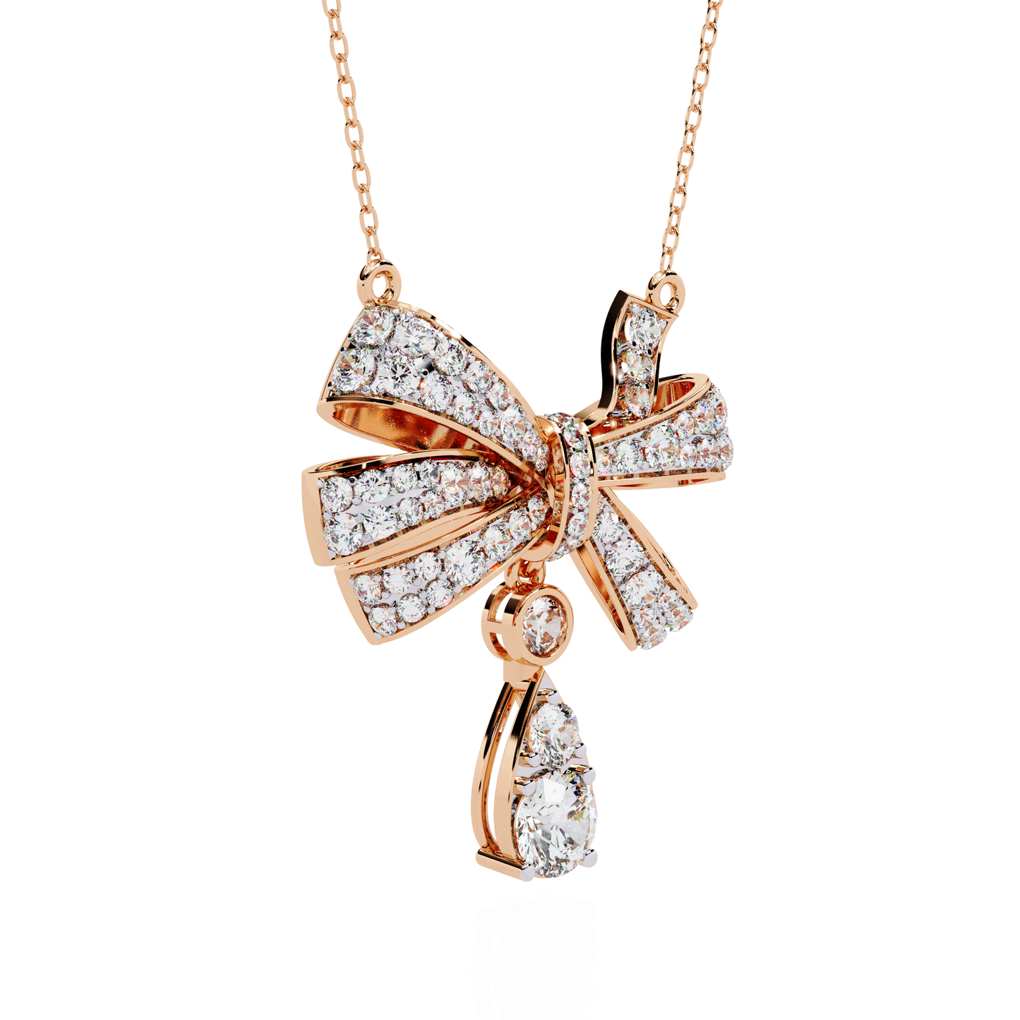 Diamond Bow Pendant Necklace