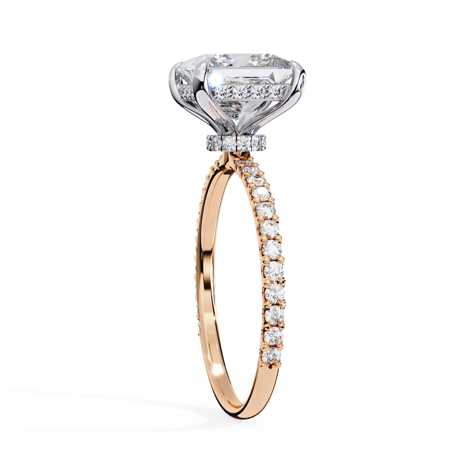 The Hailey Princess Modern Halo Engagement Ring