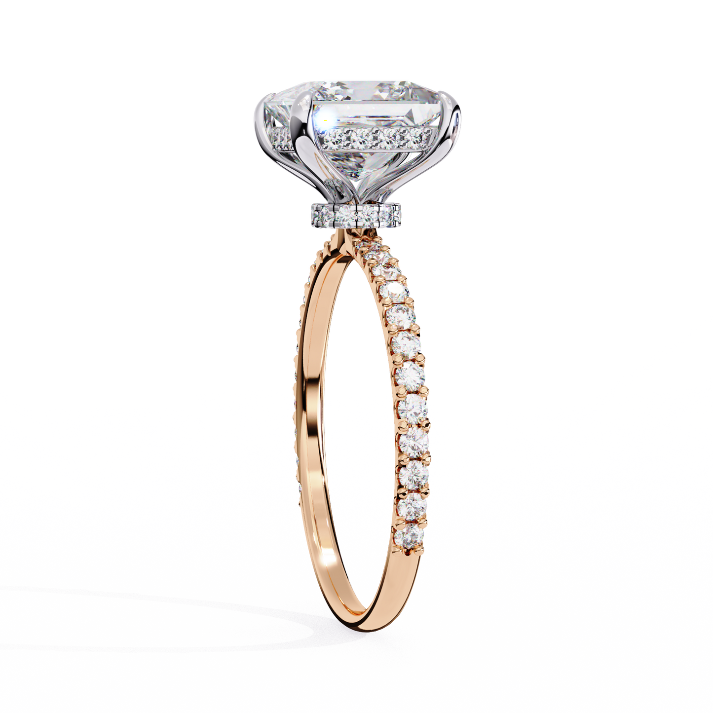 The Hailey Princess Modern Halo Engagement Ring
