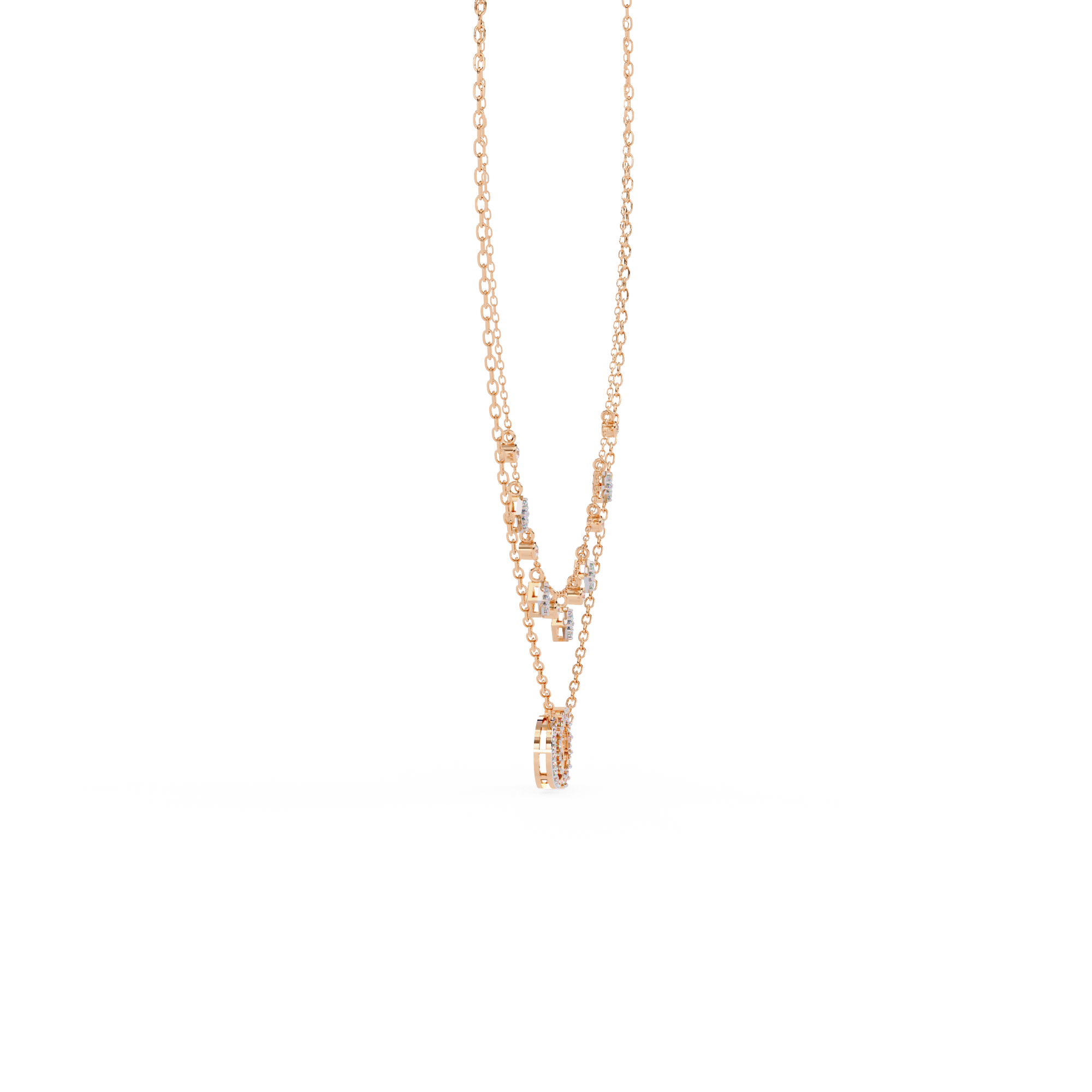 14K/18K Gold Double Layer Necklace With Lab-grown Diamonds – Sun and Moon