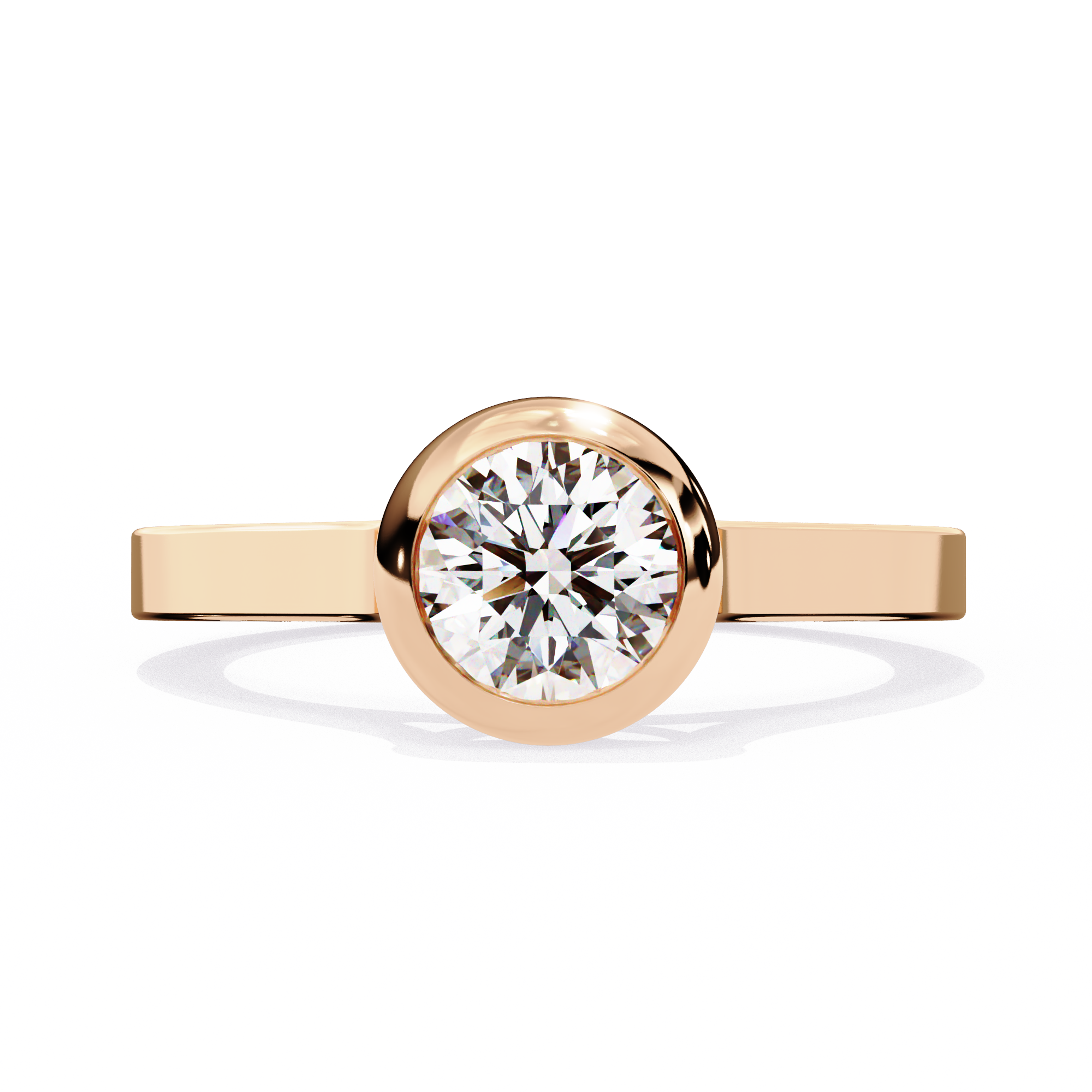 Round Cut Lab Grown Diamond Engagement Ring with Bezel-Setting