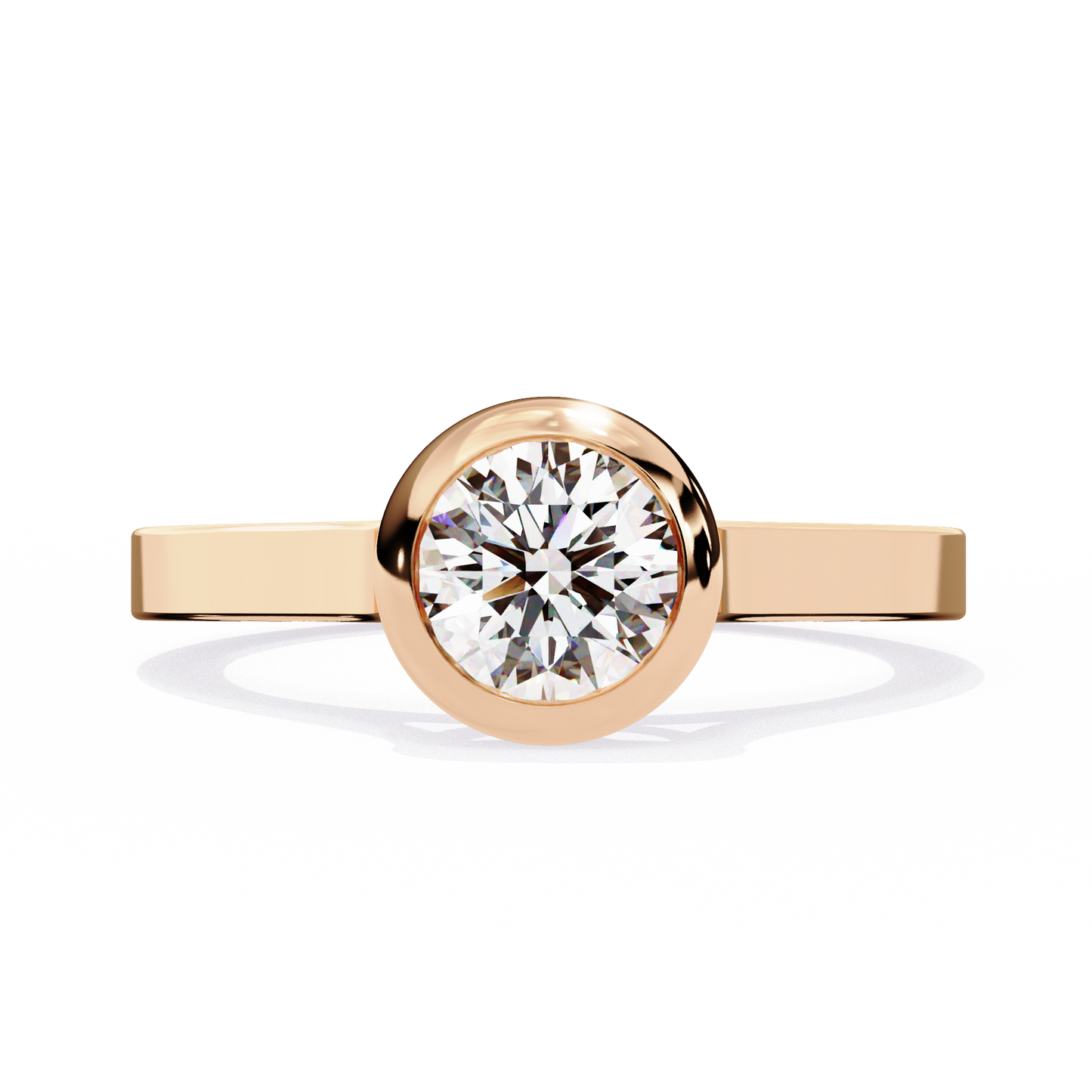 Round Cut Lab Grown Diamond Engagement Ring with Bezel-Setting