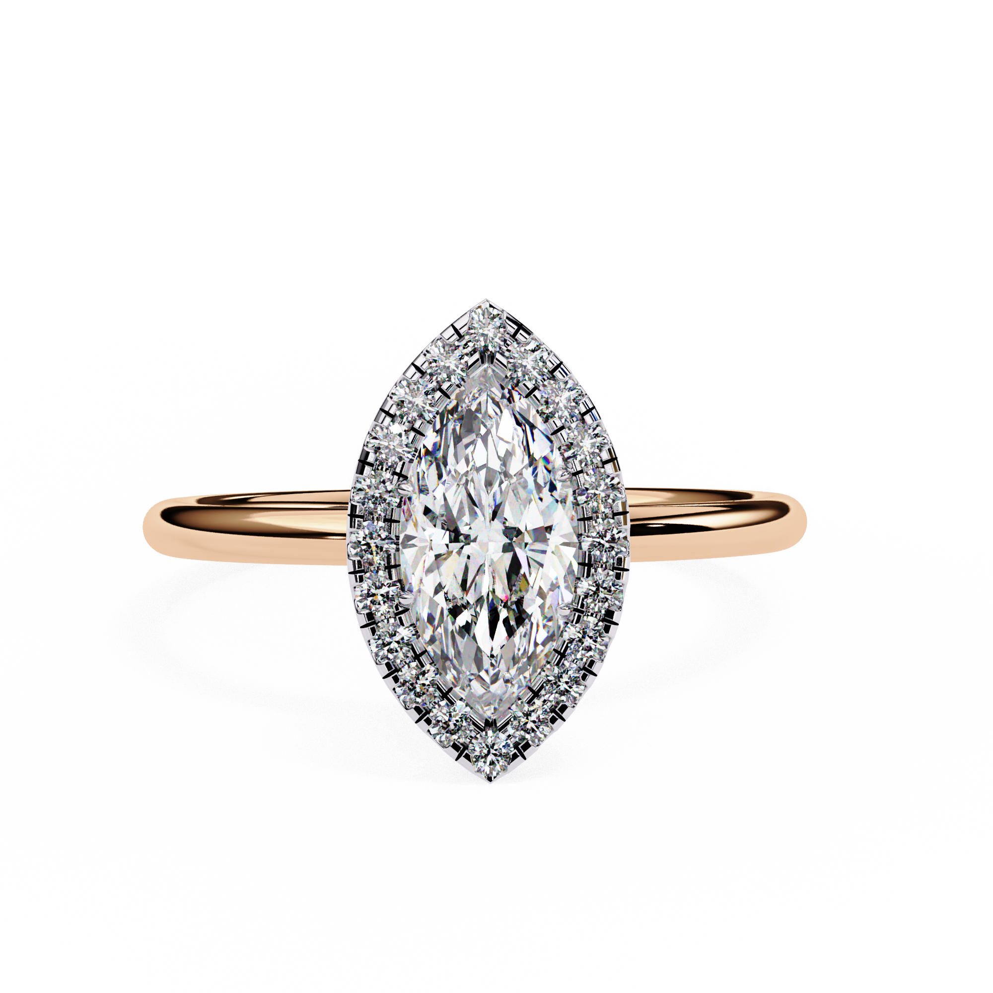 Lab Grown Marquise Diamond Halo Engagement Rings