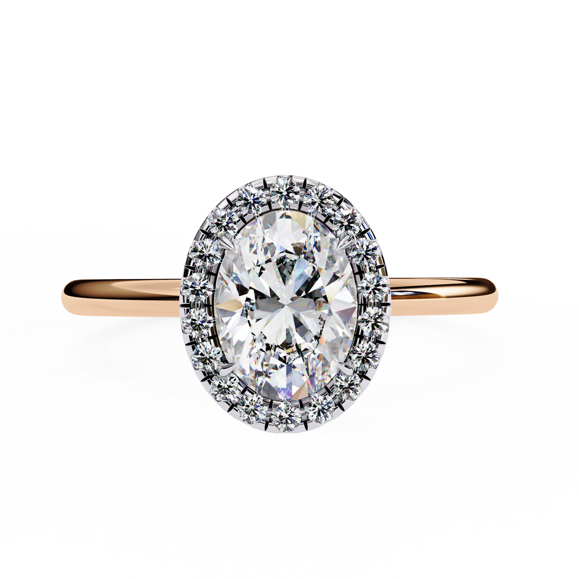 Lab Grown Oval Diamond Halo Engagement Rings