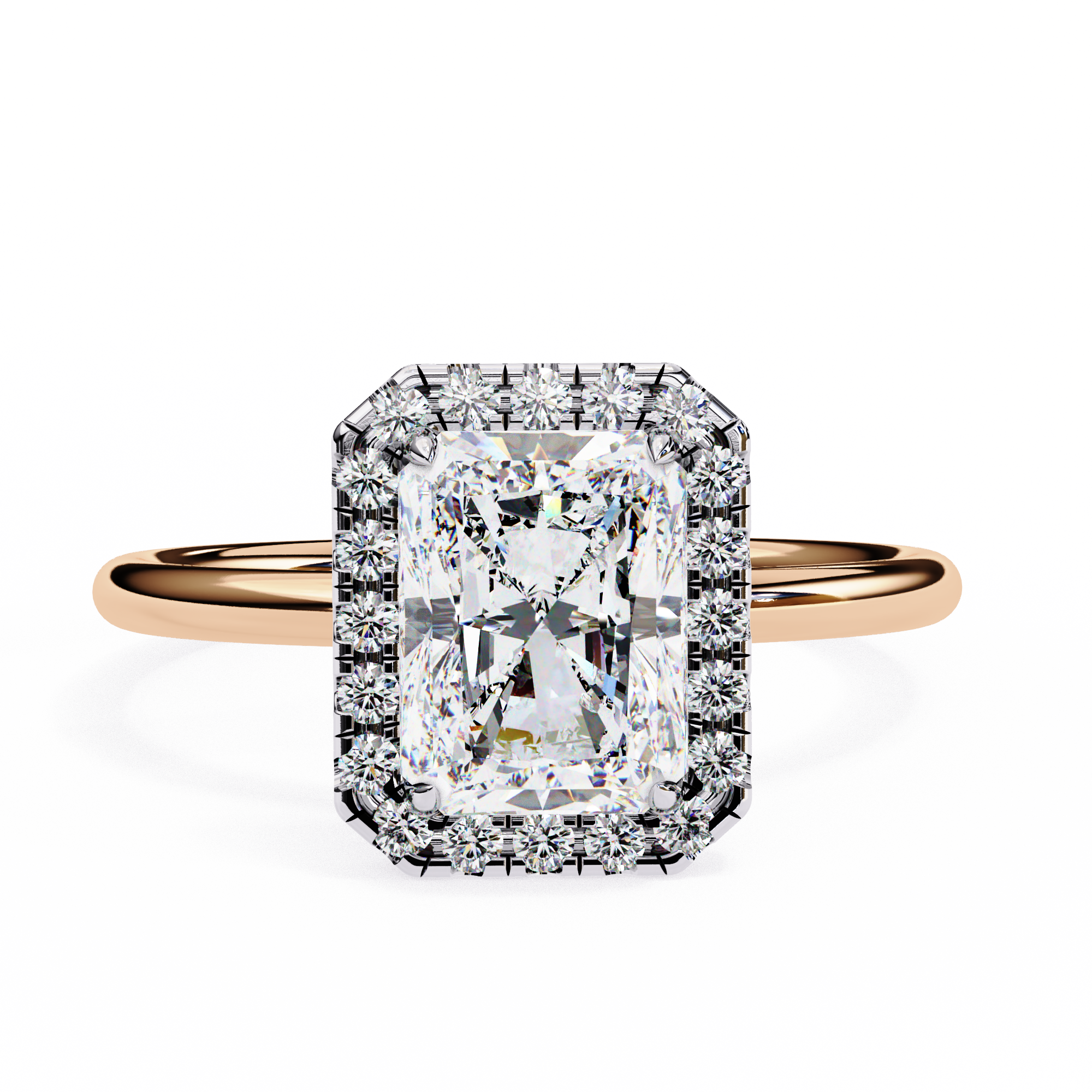 Lab Grown Radiant Diamond Halo Engagement Rings