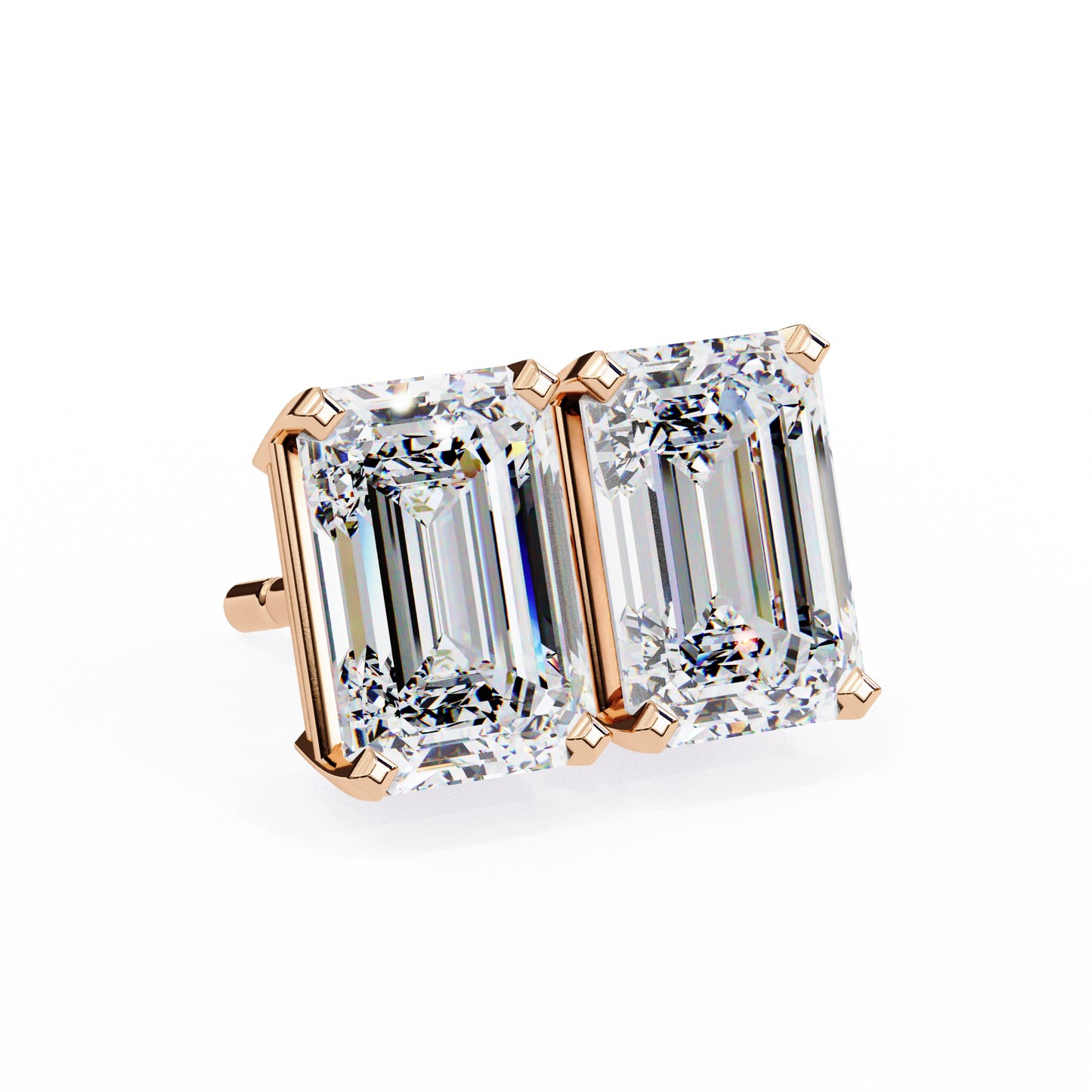 Emerald Cut Lab Diamond Solitaire Studs
