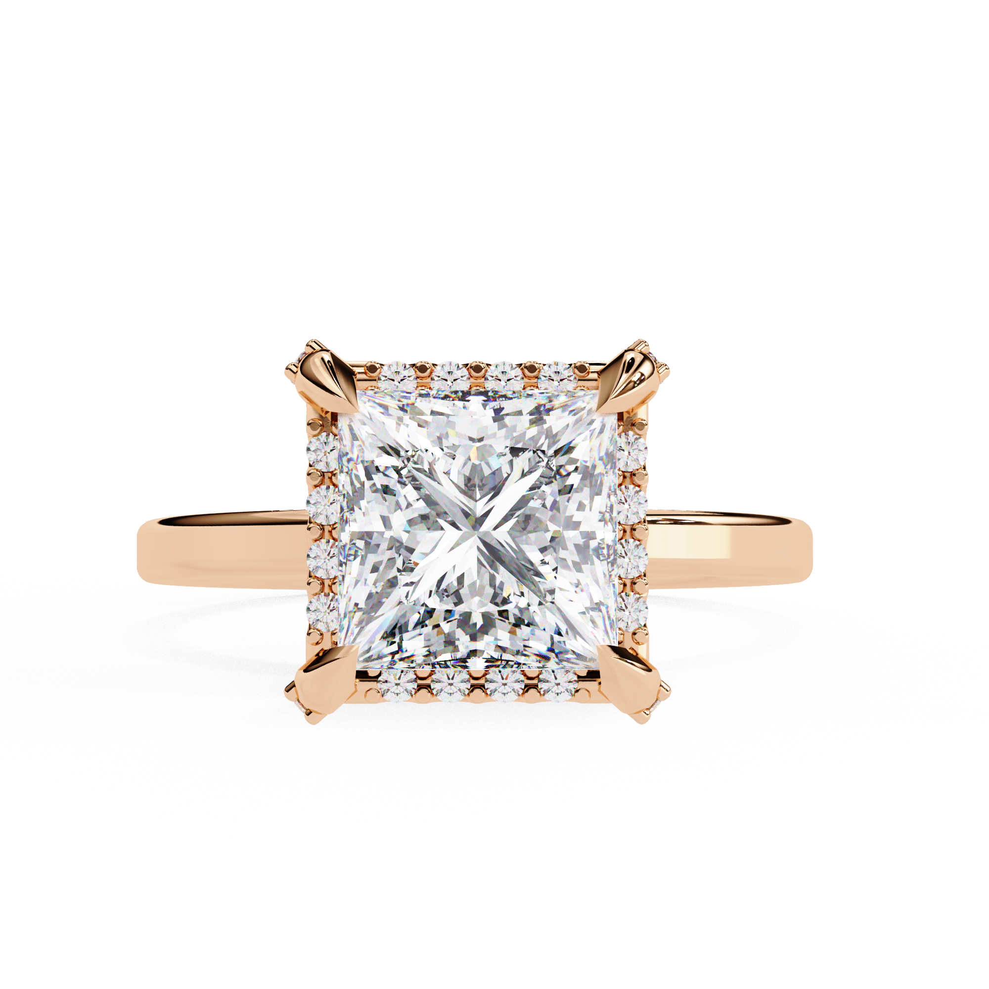 Princess Timeless Solitaire Ring in Halo Setting