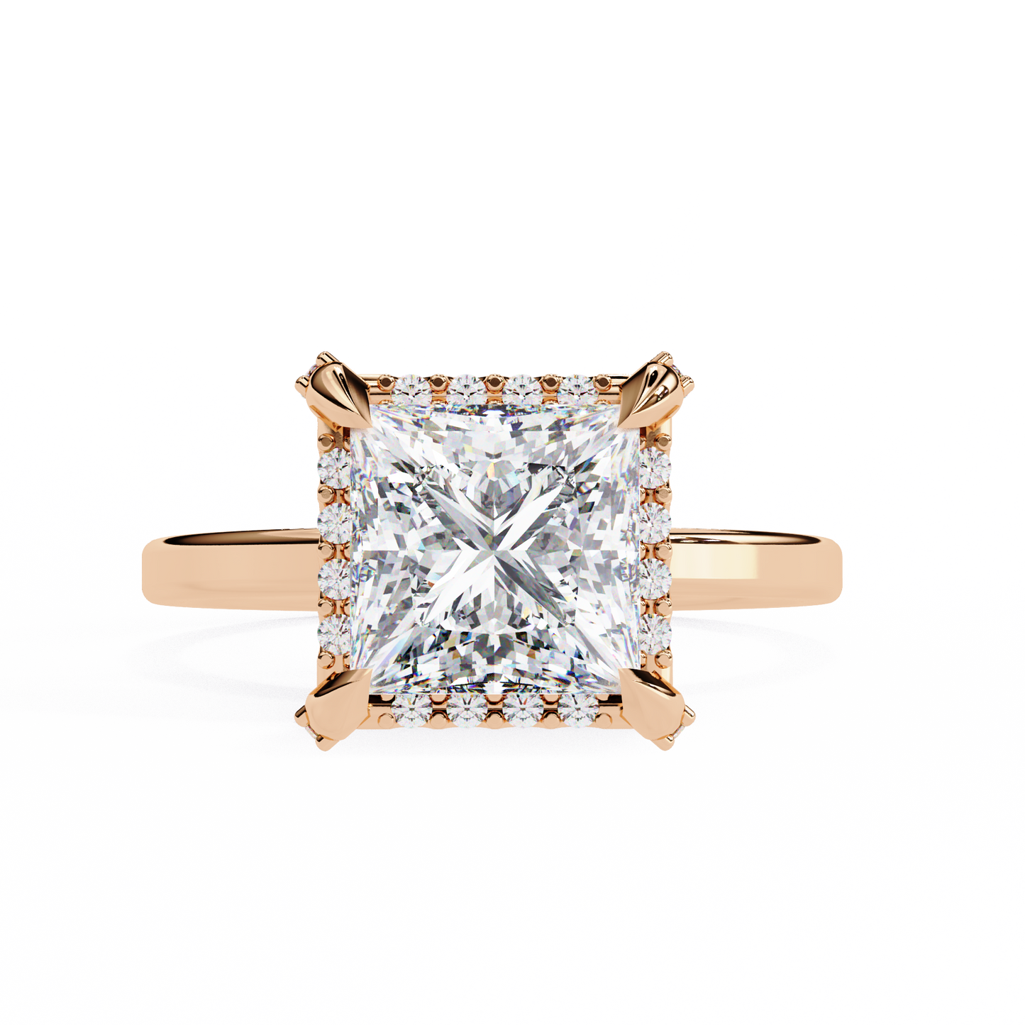 Princess Timeless Solitaire Ring in Halo Setting