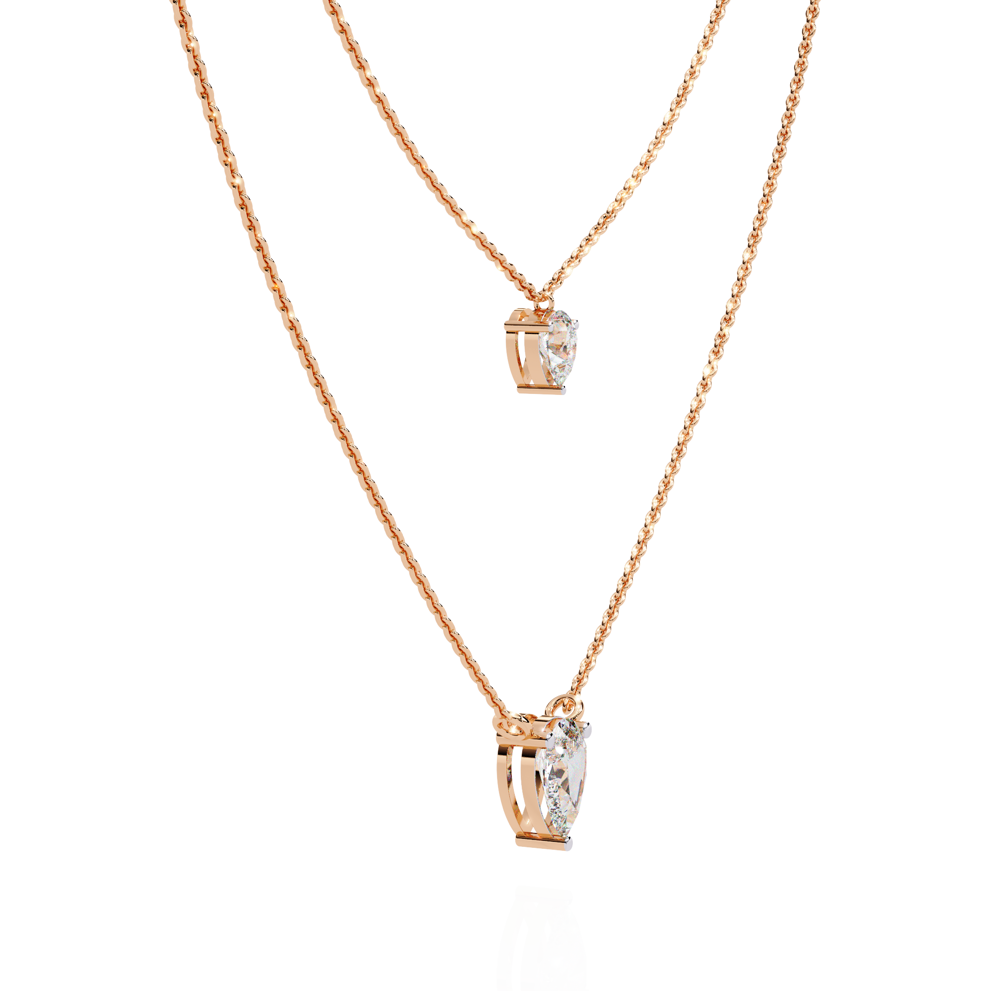 Layered Pear drop Lab Grown Diamond Necklace |