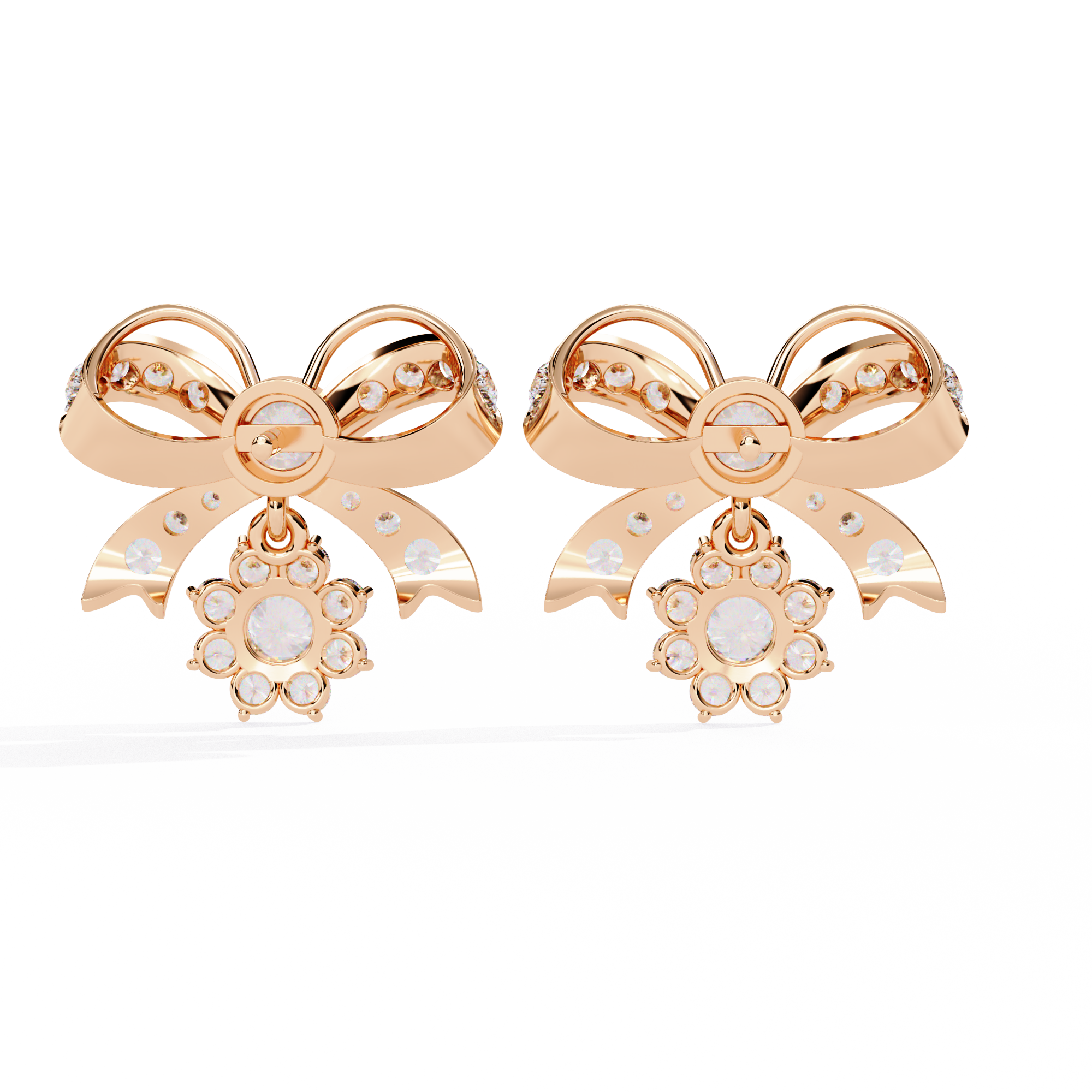 Lab Grown Diamonds Daily Wear bow shaped diamond earrings