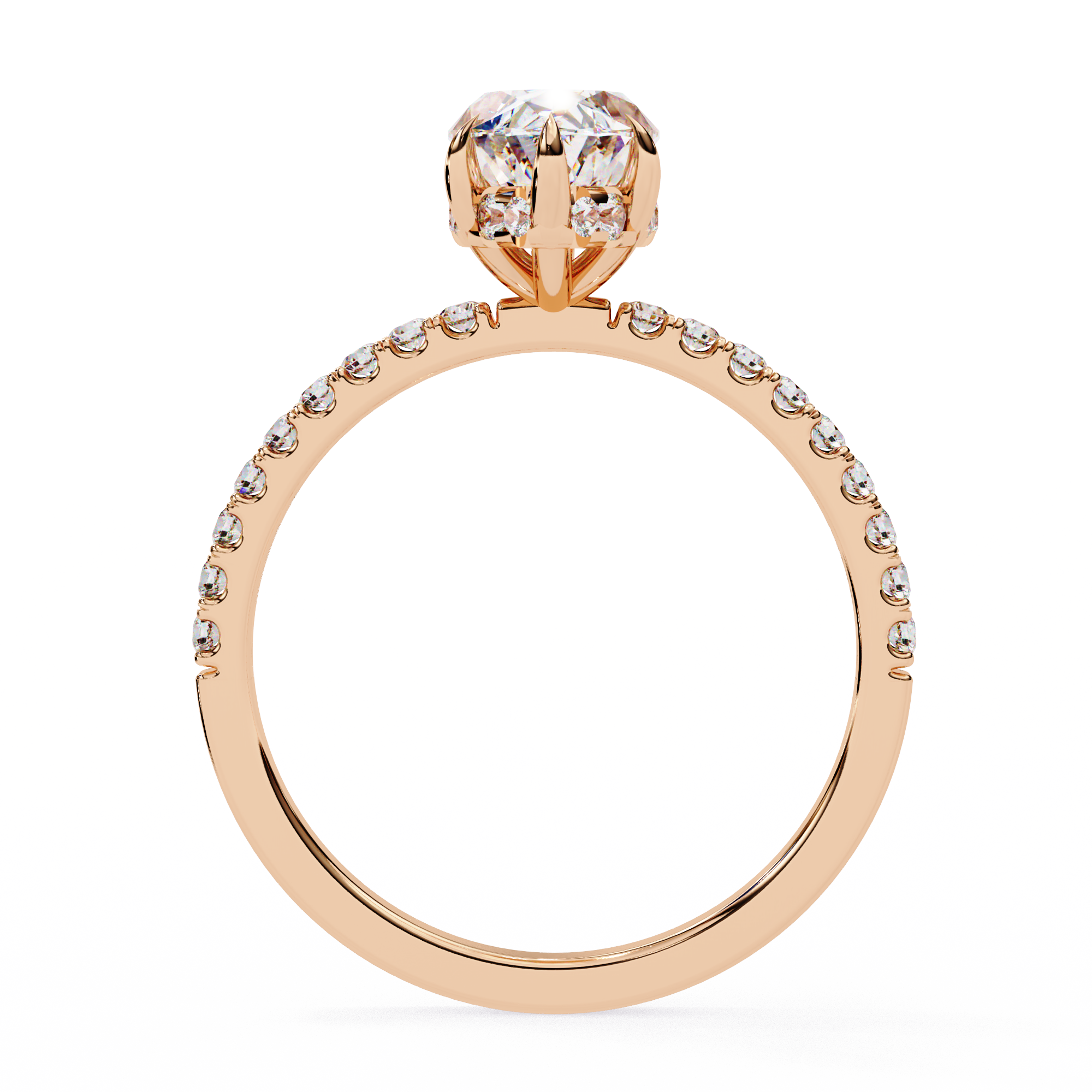 Marquise Diamond Ring with Hidden Halo & Pave Shank