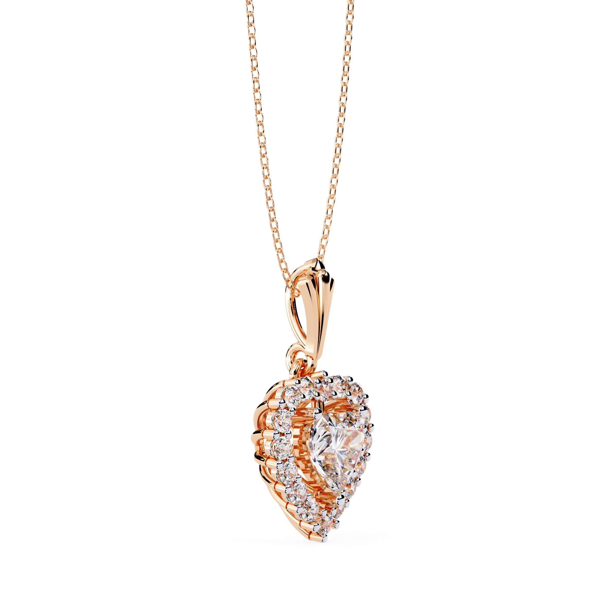 Heart-Shaped Diamond Halo Pendant Brilliant Love Symbol