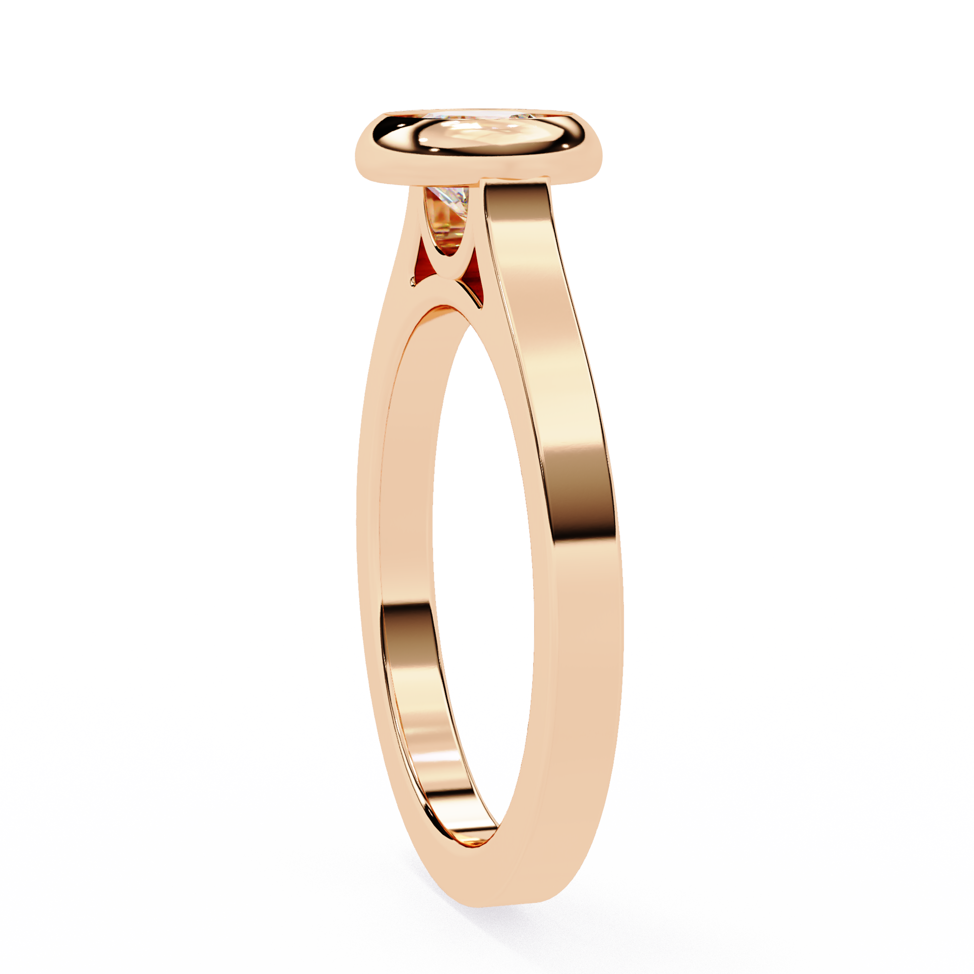 Round Cut Lab Grown Diamond Engagement Ring with Bezel-Setting