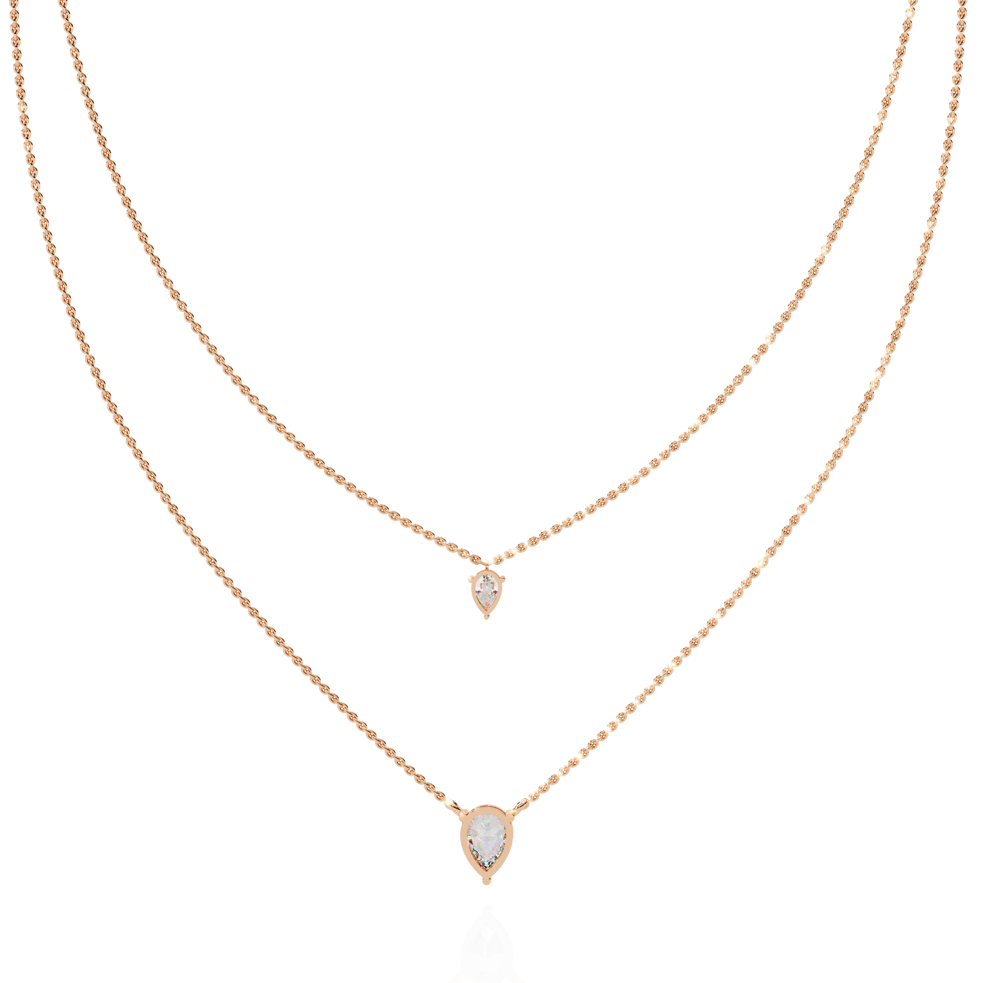 Layered Pear drop Lab Grown Diamond Necklace |