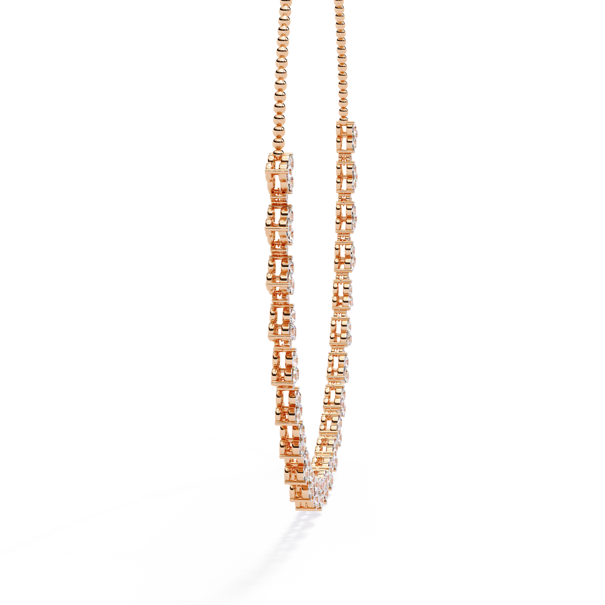 LAB GROWN 3 Stone Gold Diamond Women Necklace