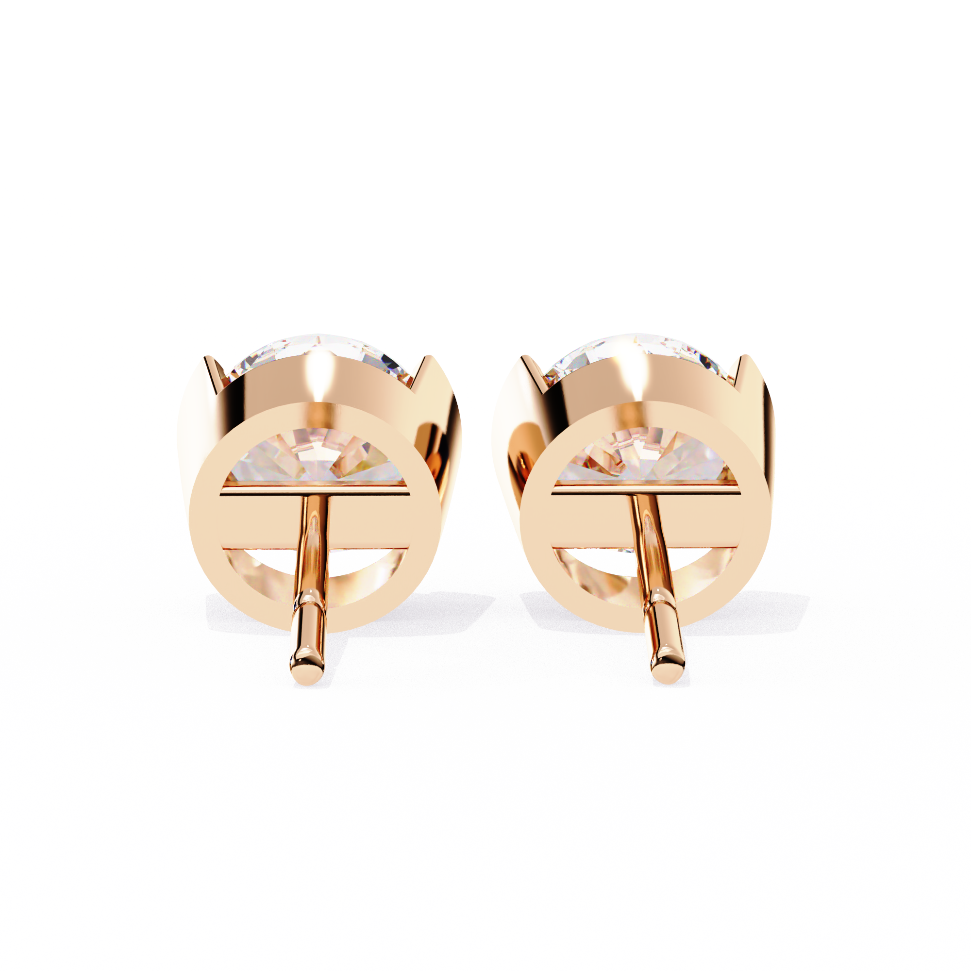 Round Cut Half Bezel Diamond Studs