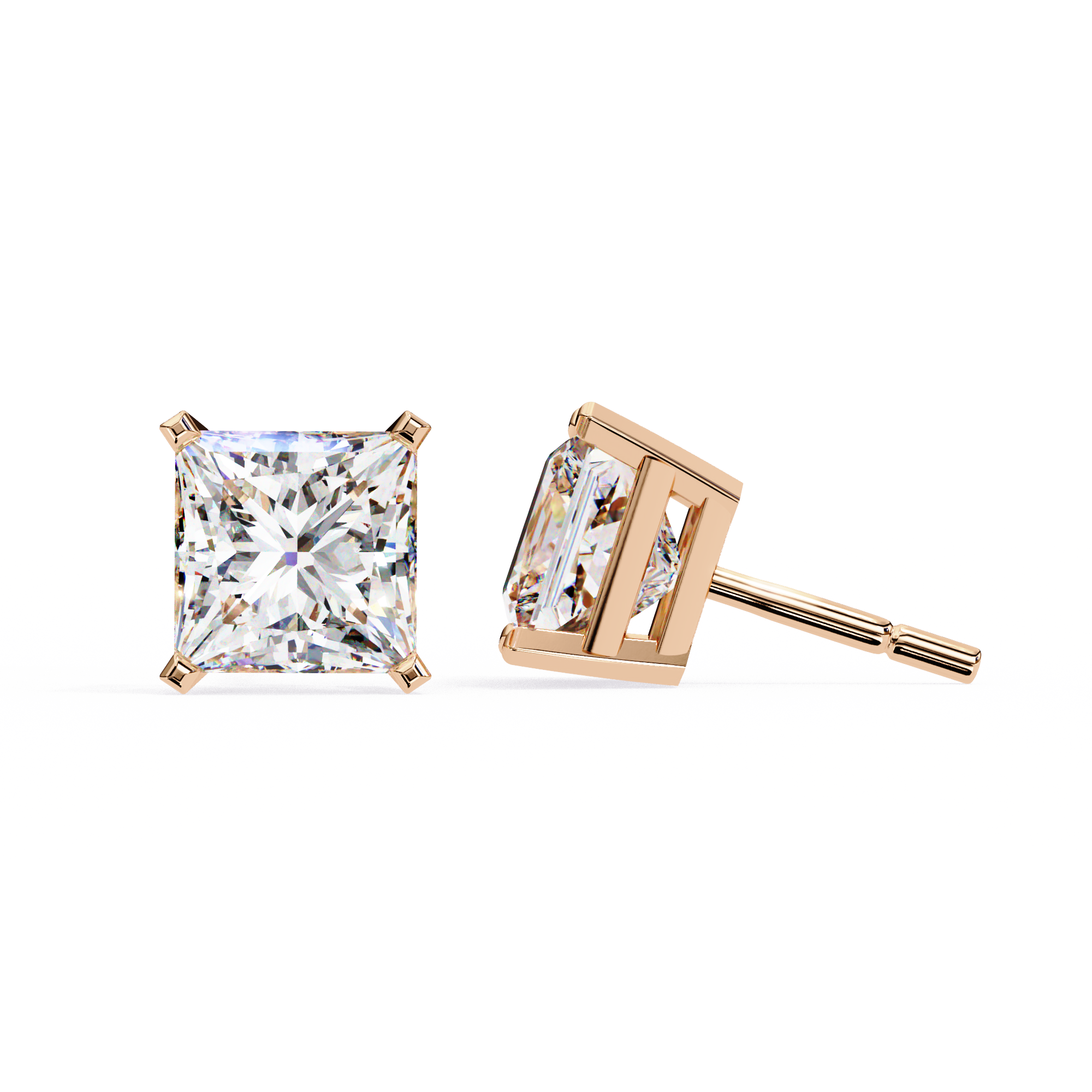 Princess Cut Lab Grown Diamond Stud Earrings