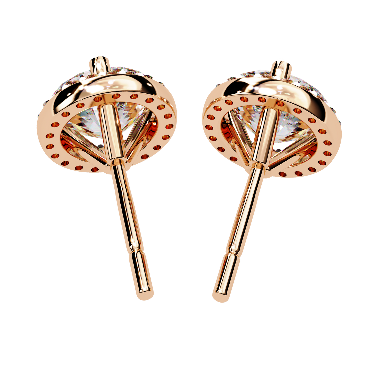 Lab Grown Diamond Round Halo Studs Earrings