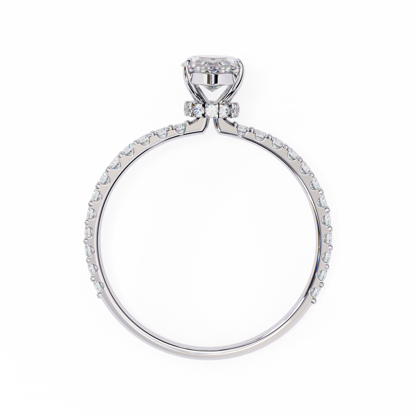 Women's Marquise Solitaire Diamond Ring With pave & under halo