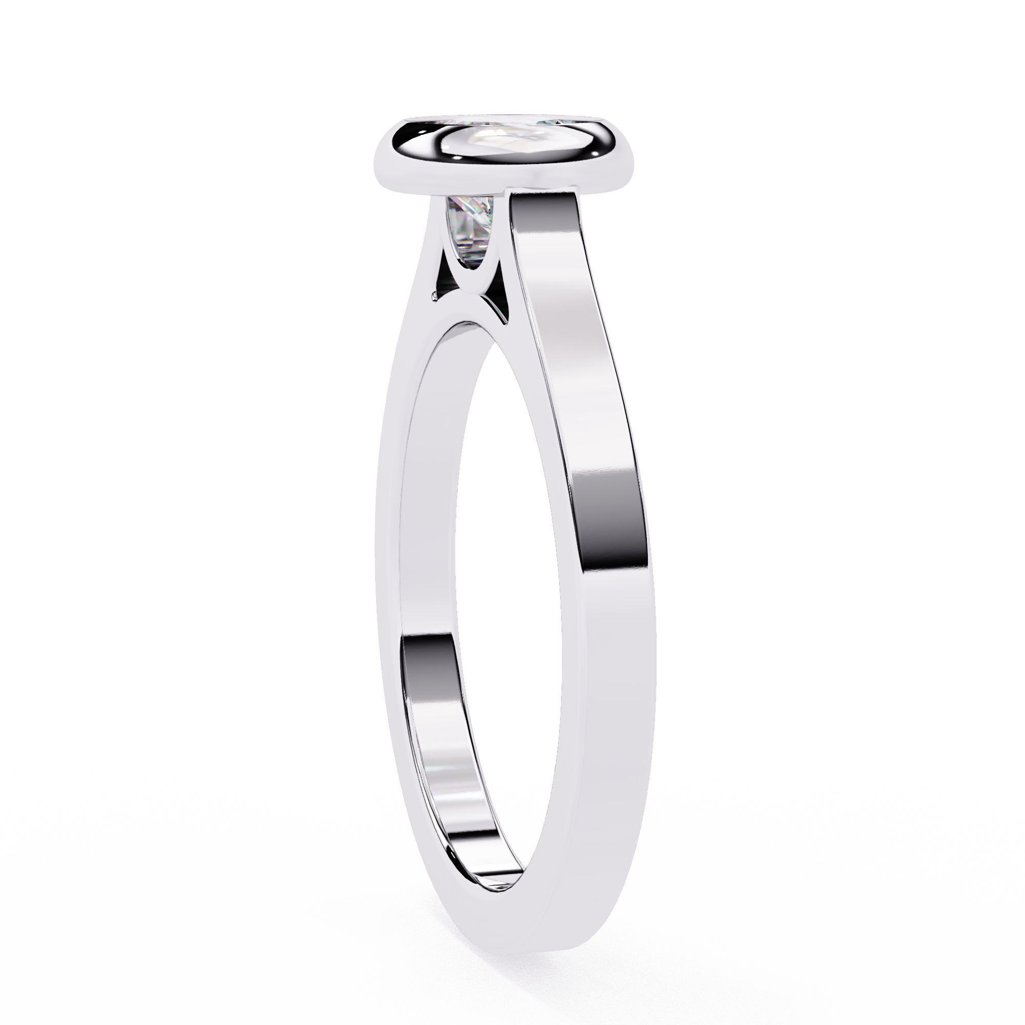 Round Cut Lab Grown Diamond Engagement Ring with Bezel-Setting