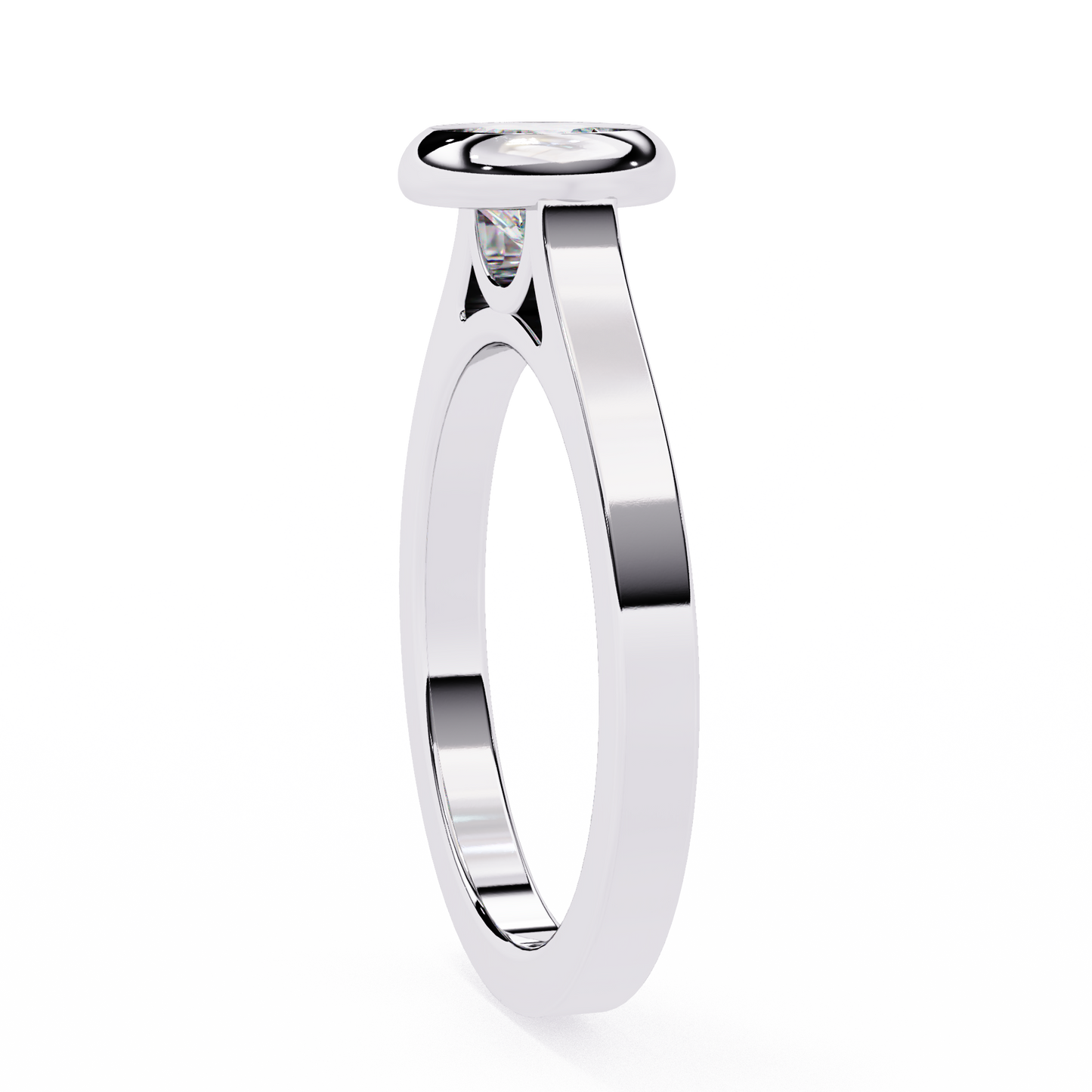 Round Cut Lab Grown Diamond Engagement Ring with Bezel-Setting
