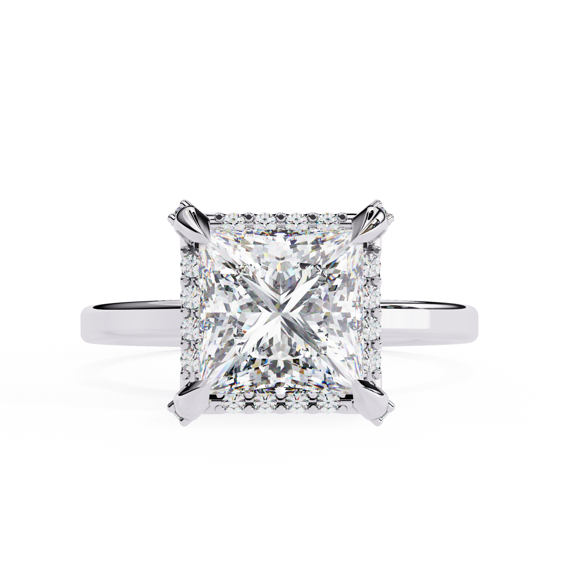 Princess Timeless Solitaire Ring in Halo Setting