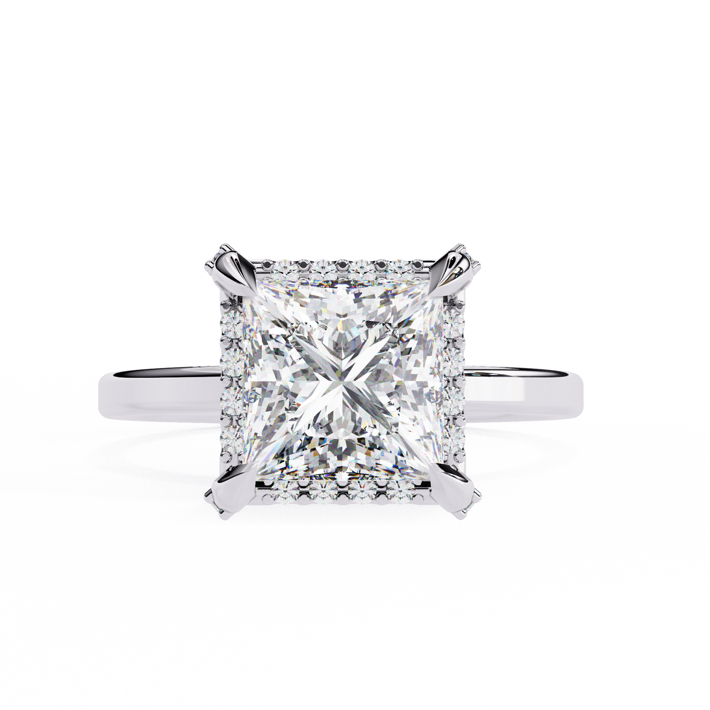 Princess Timeless Solitaire Ring in Halo Setting