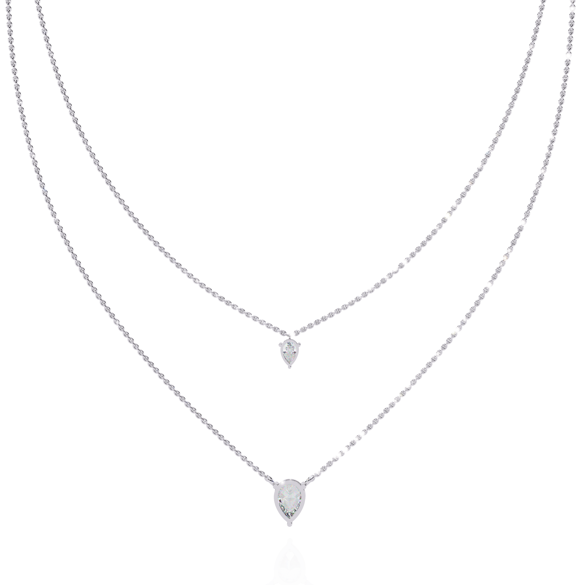Layered Pear drop Lab Grown Diamond Necklace |