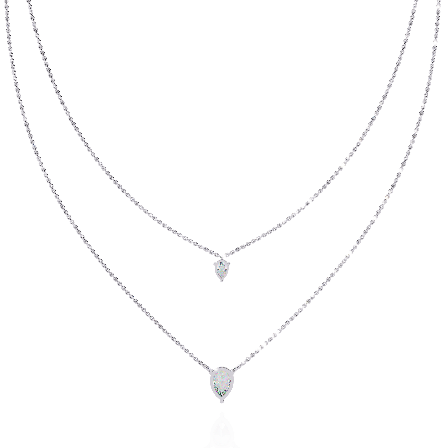 Layered Pear drop Lab Grown Diamond Necklace |