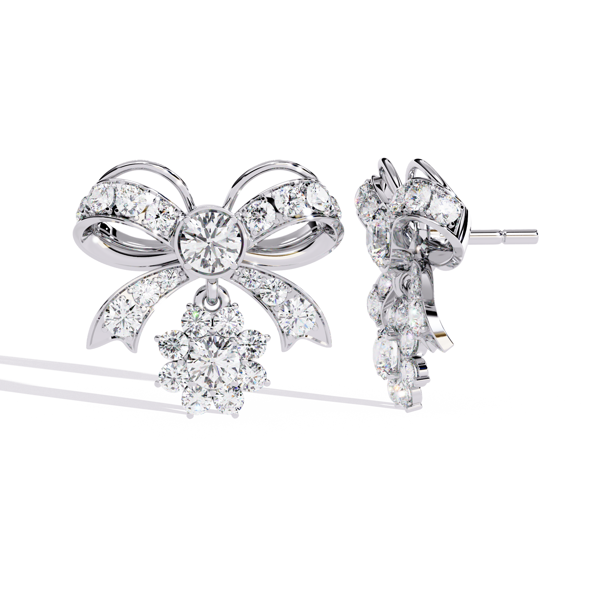 Lab Grown Diamonds Daily Wear bow shaped diamond earrings