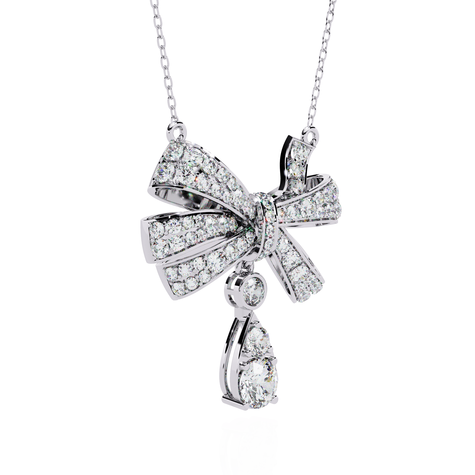 Diamond Bow Pendant Necklace