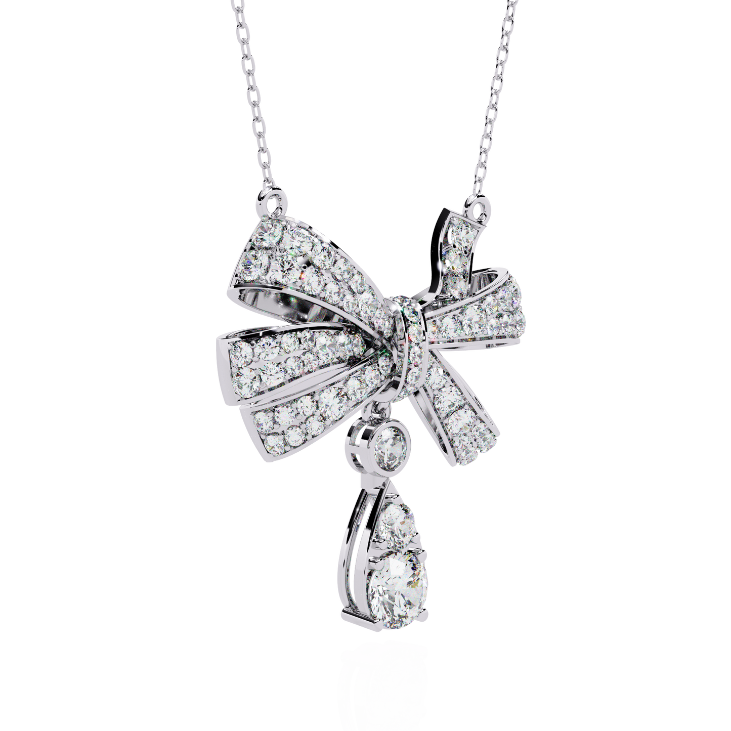 Diamond Bow Pendant Necklace
