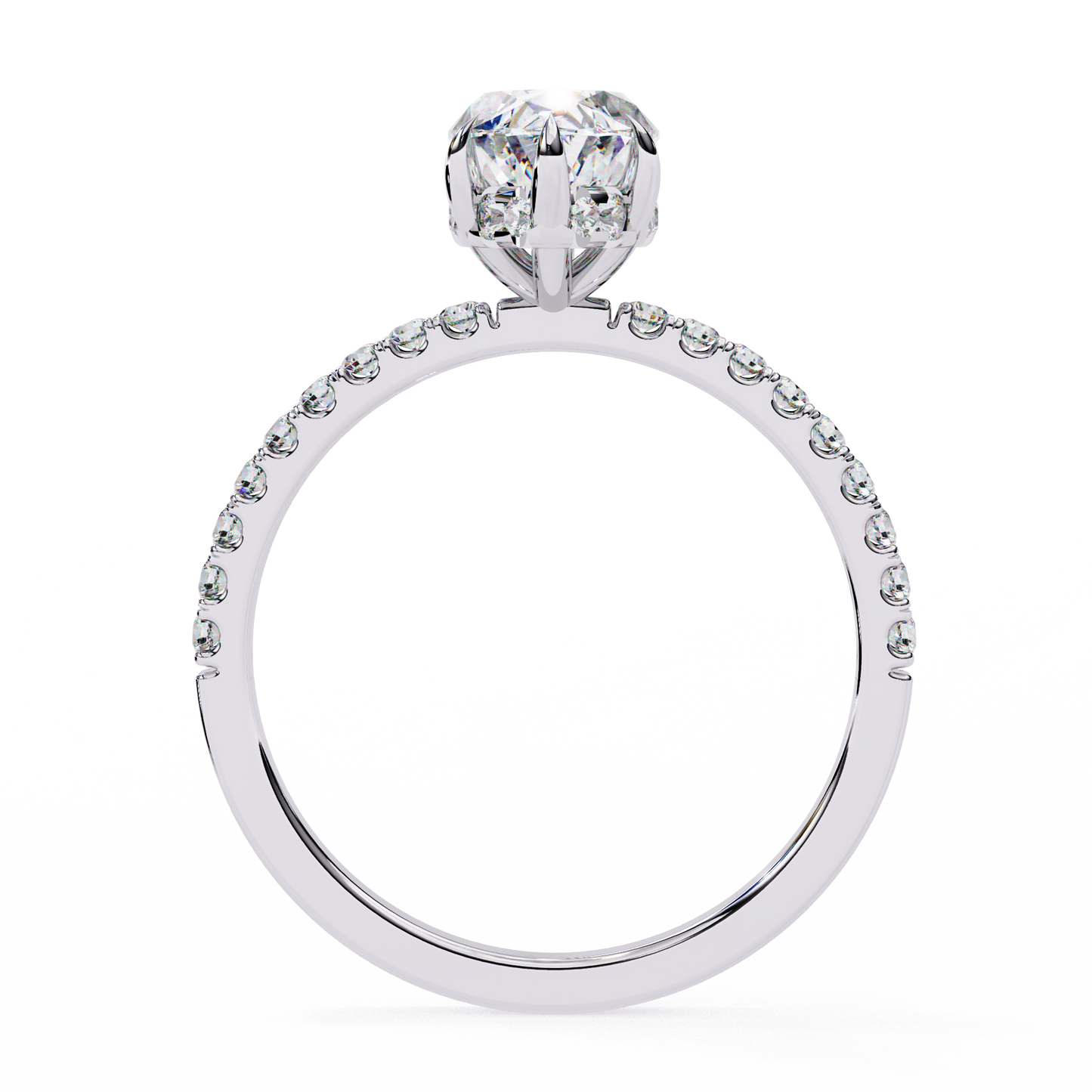 Marquise Diamond Ring with Hidden Halo & Pave Shank