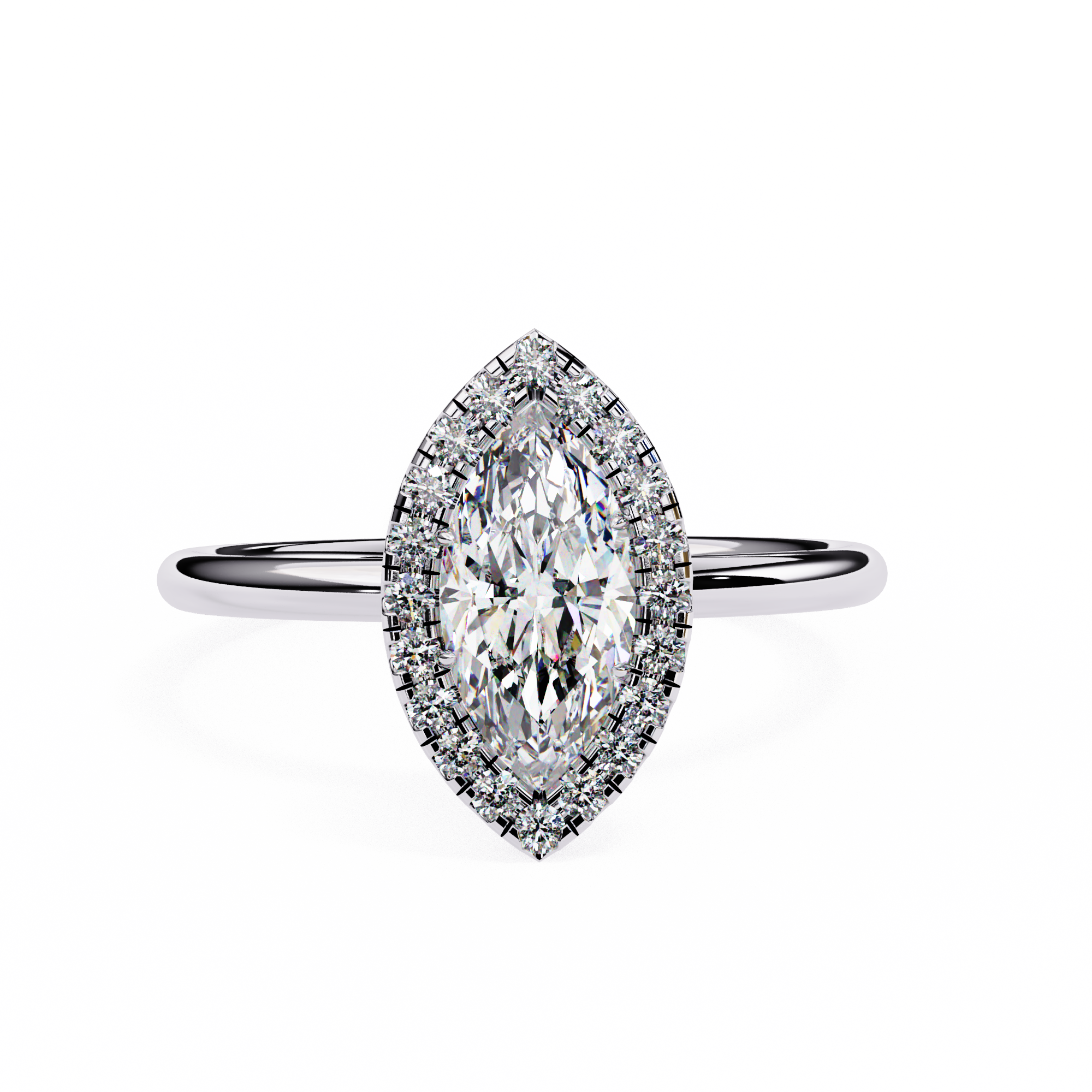 Lab Grown Marquise Diamond Halo Engagement Rings