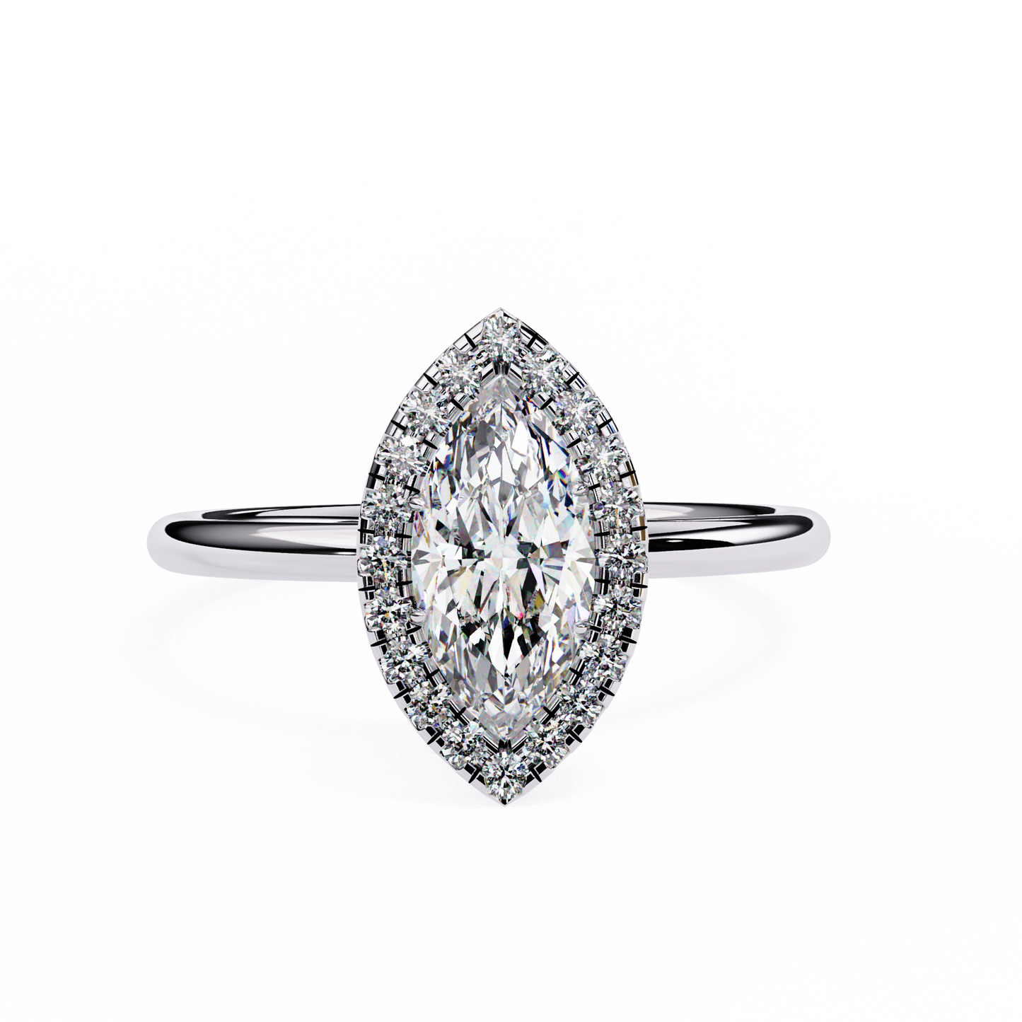Lab Grown Marquise Diamond Halo Engagement Rings