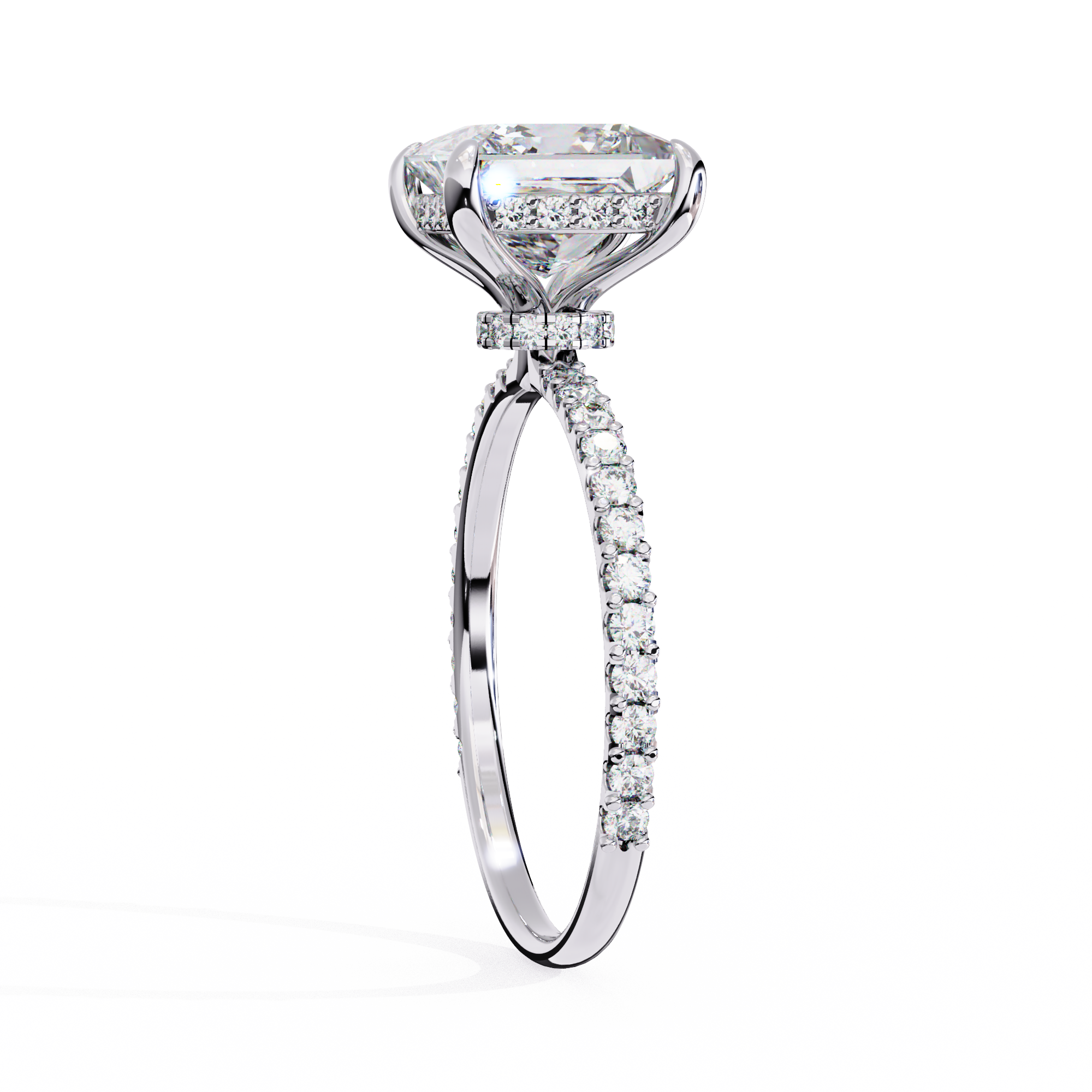 The Hailey Princess Modern Halo Engagement Ring