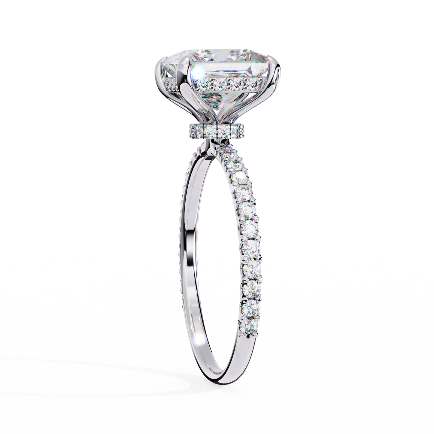 The Hailey Princess Modern Halo Engagement Ring