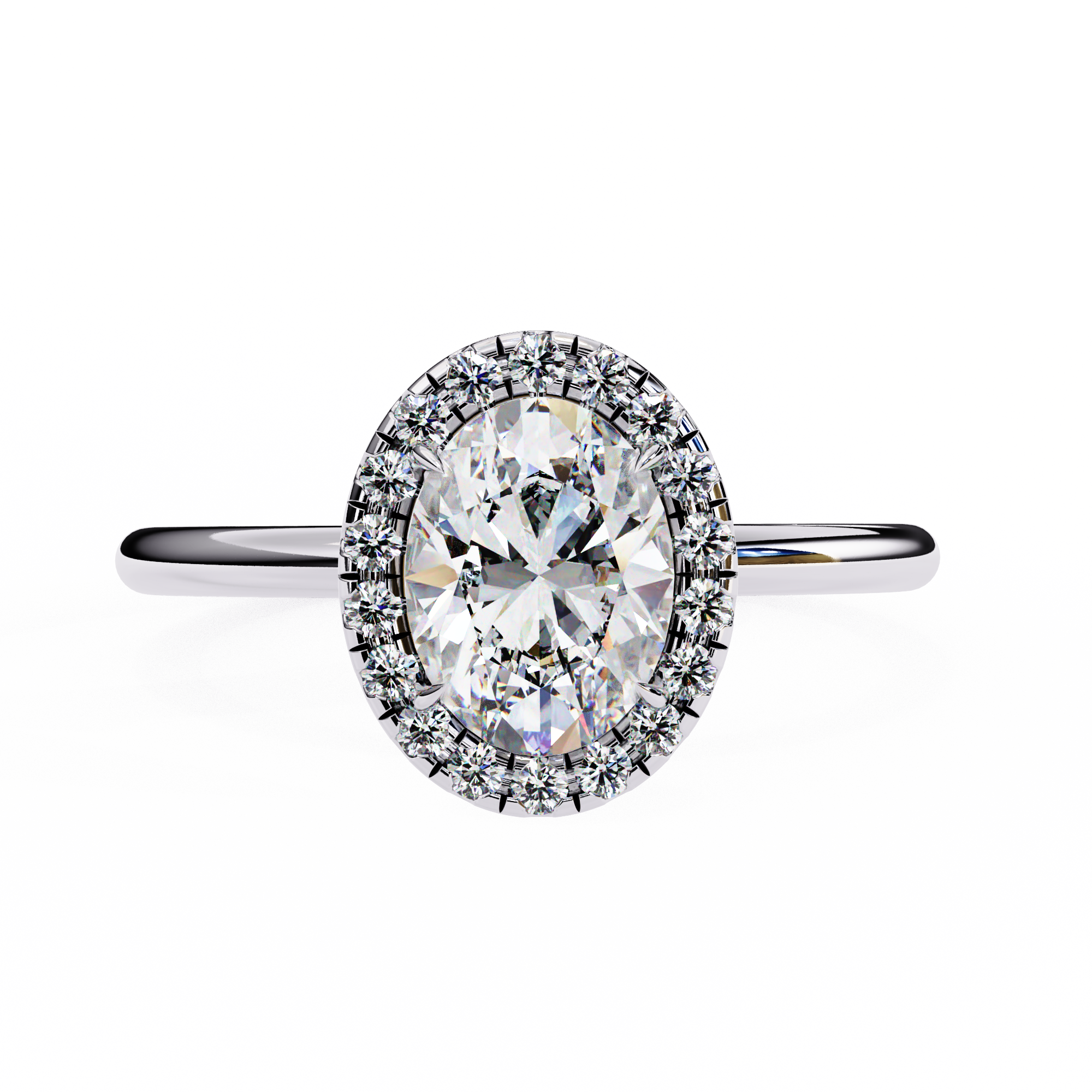 Lab Grown Oval Diamond Halo Engagement Rings