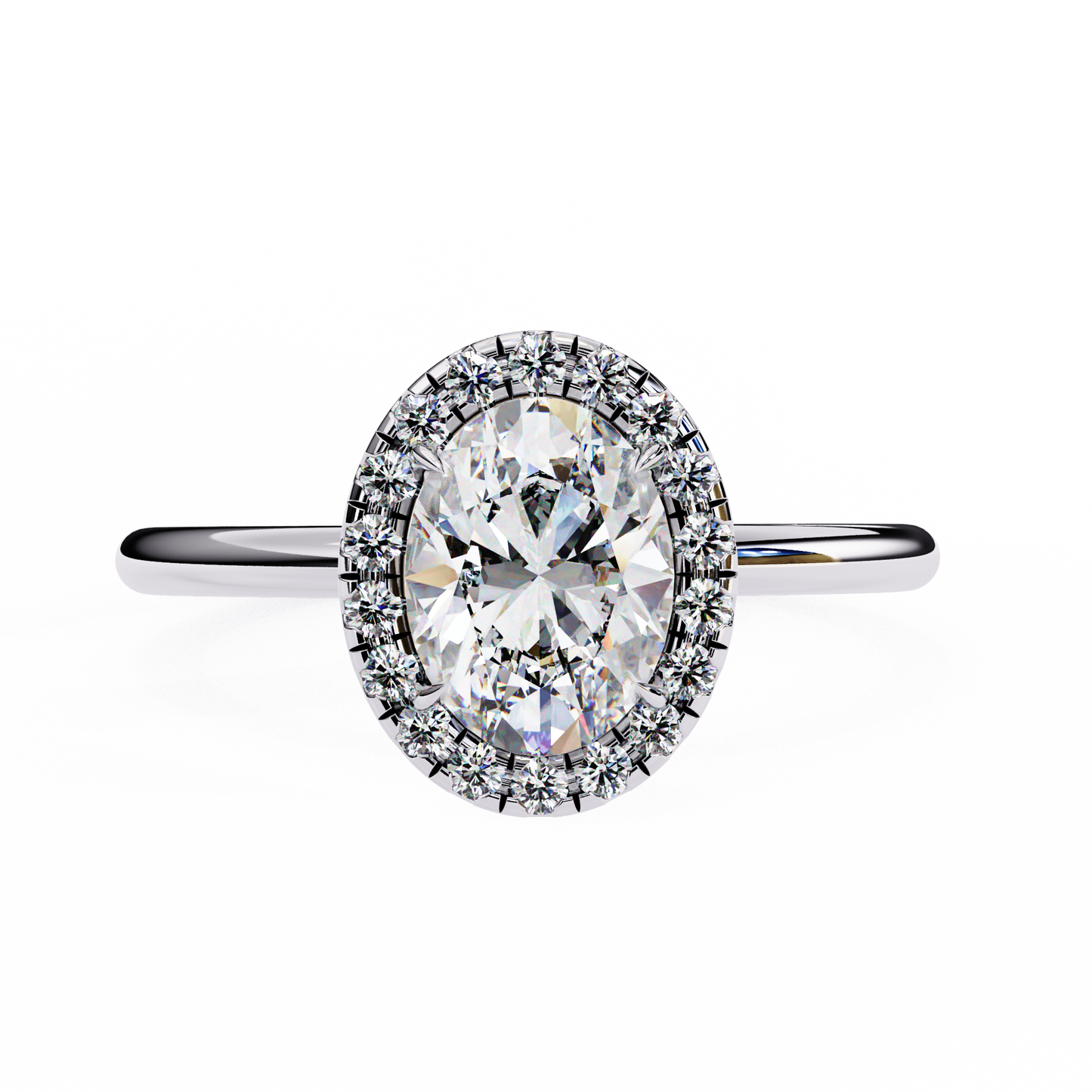Lab Grown Oval Diamond Halo Engagement Rings