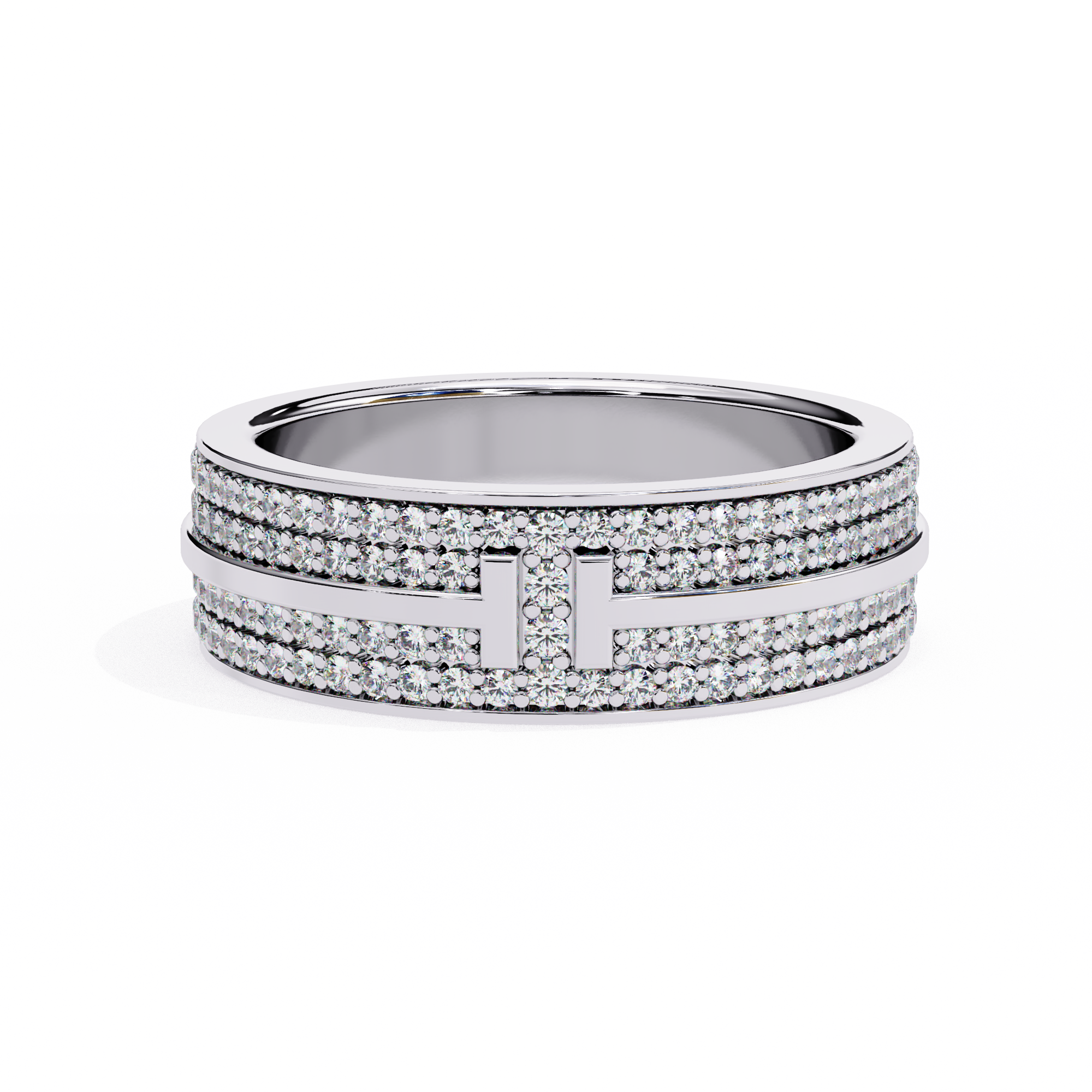 Lab grown Diamond T Wide Pavé Diamond Ring