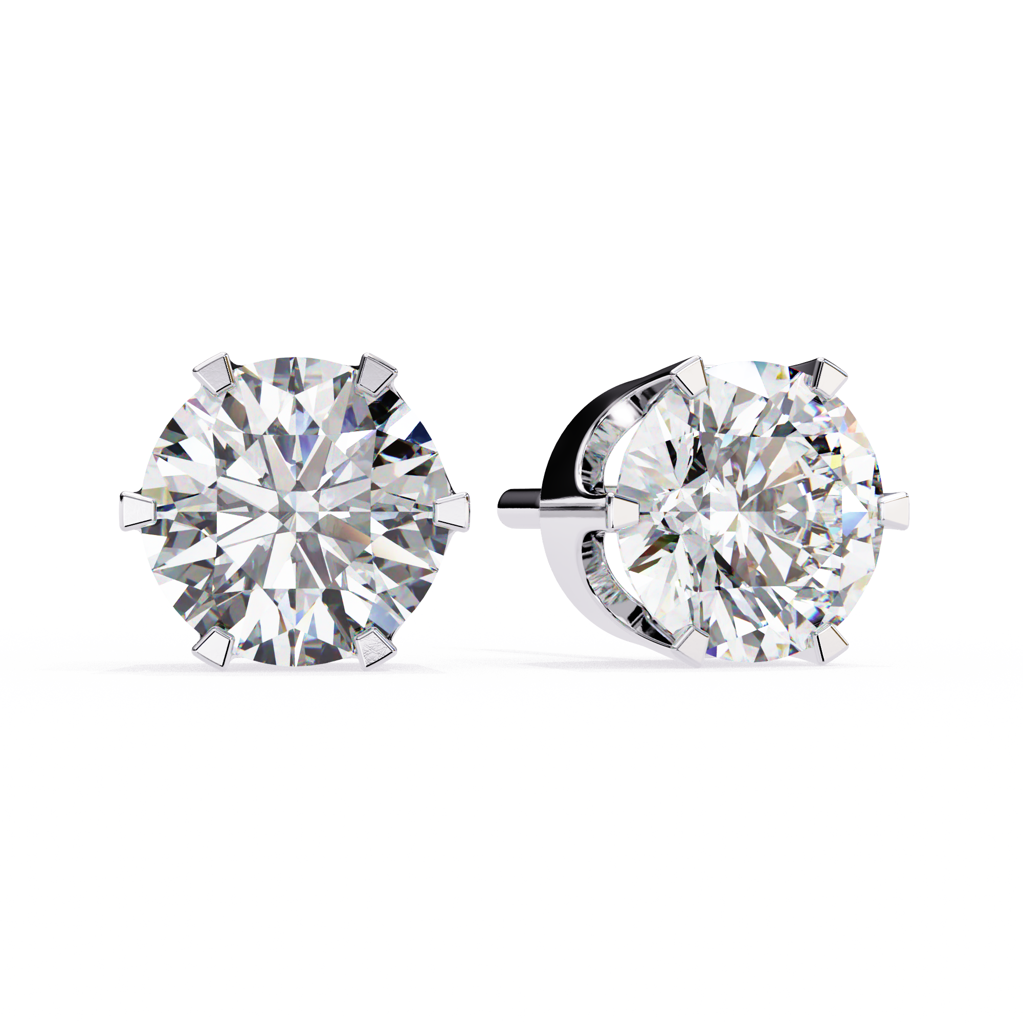 Solitaire Earring Studs Round Stone