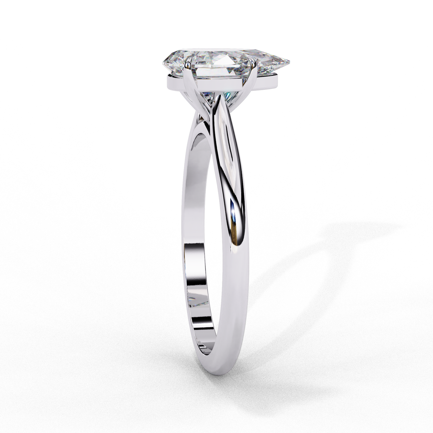 Pear Cut Lab Grown Diamond Solitaire Diamond Engagement Ring