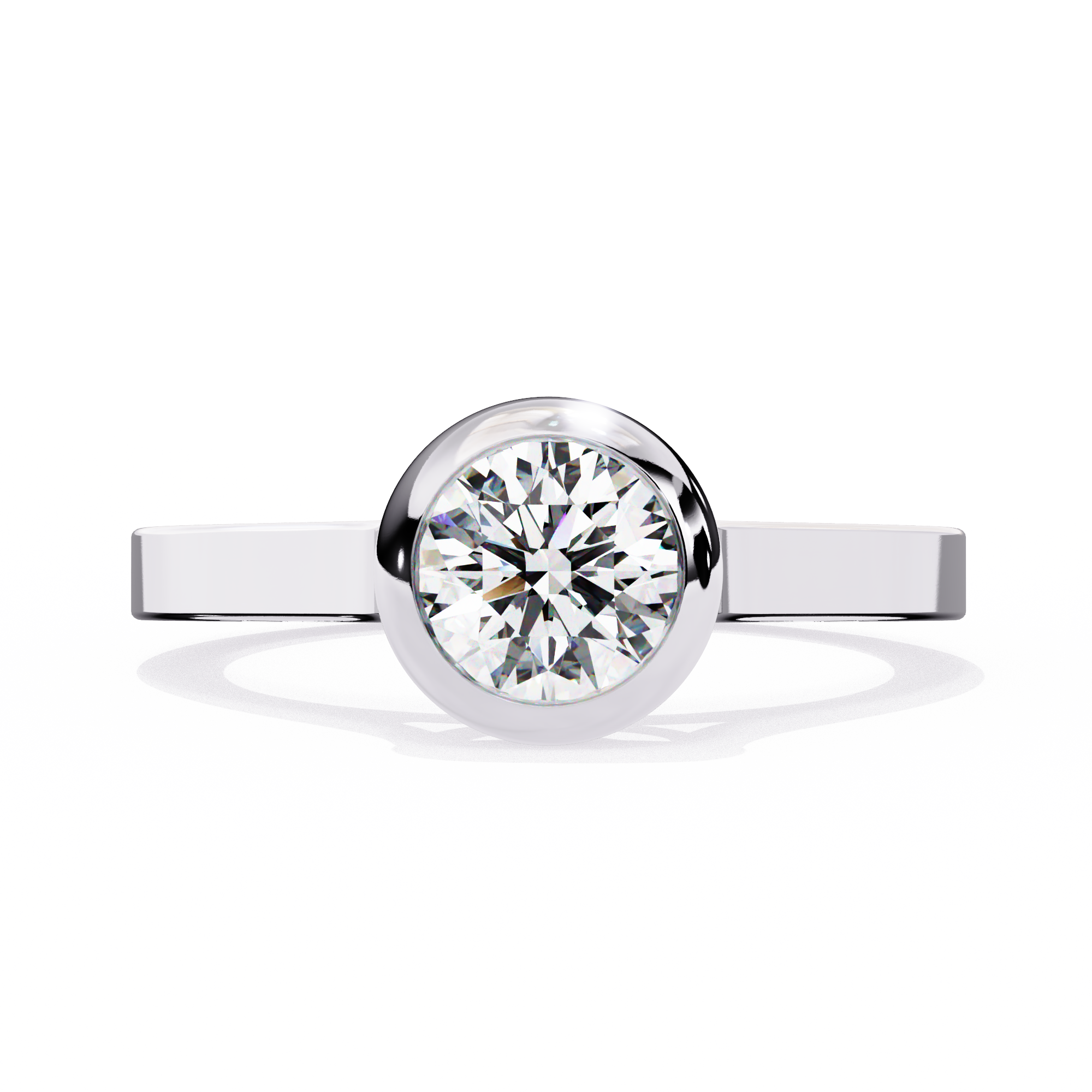Round Cut Lab Grown Diamond Engagement Ring with Bezel-Setting