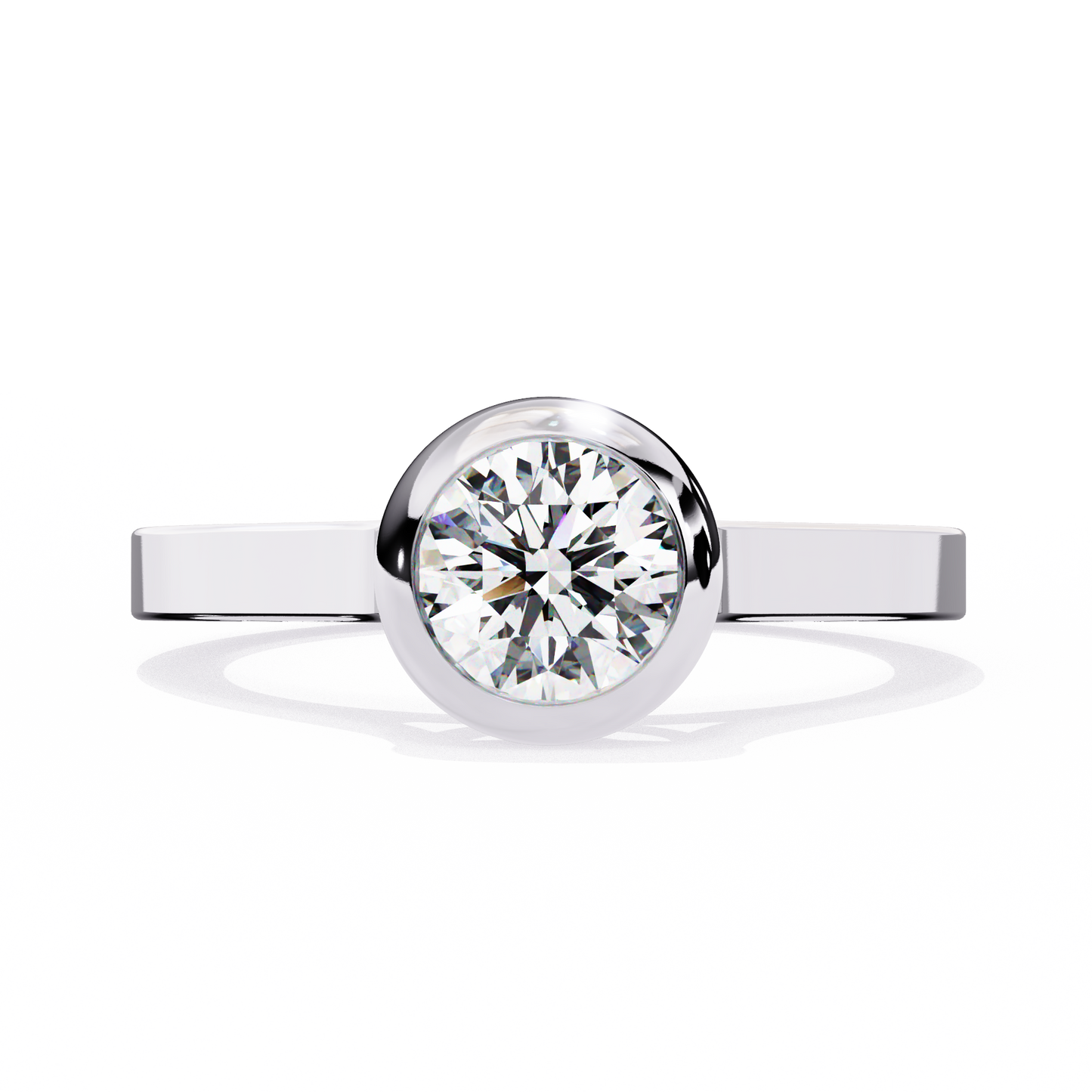 Round Cut Lab Grown Diamond Engagement Ring with Bezel-Setting
