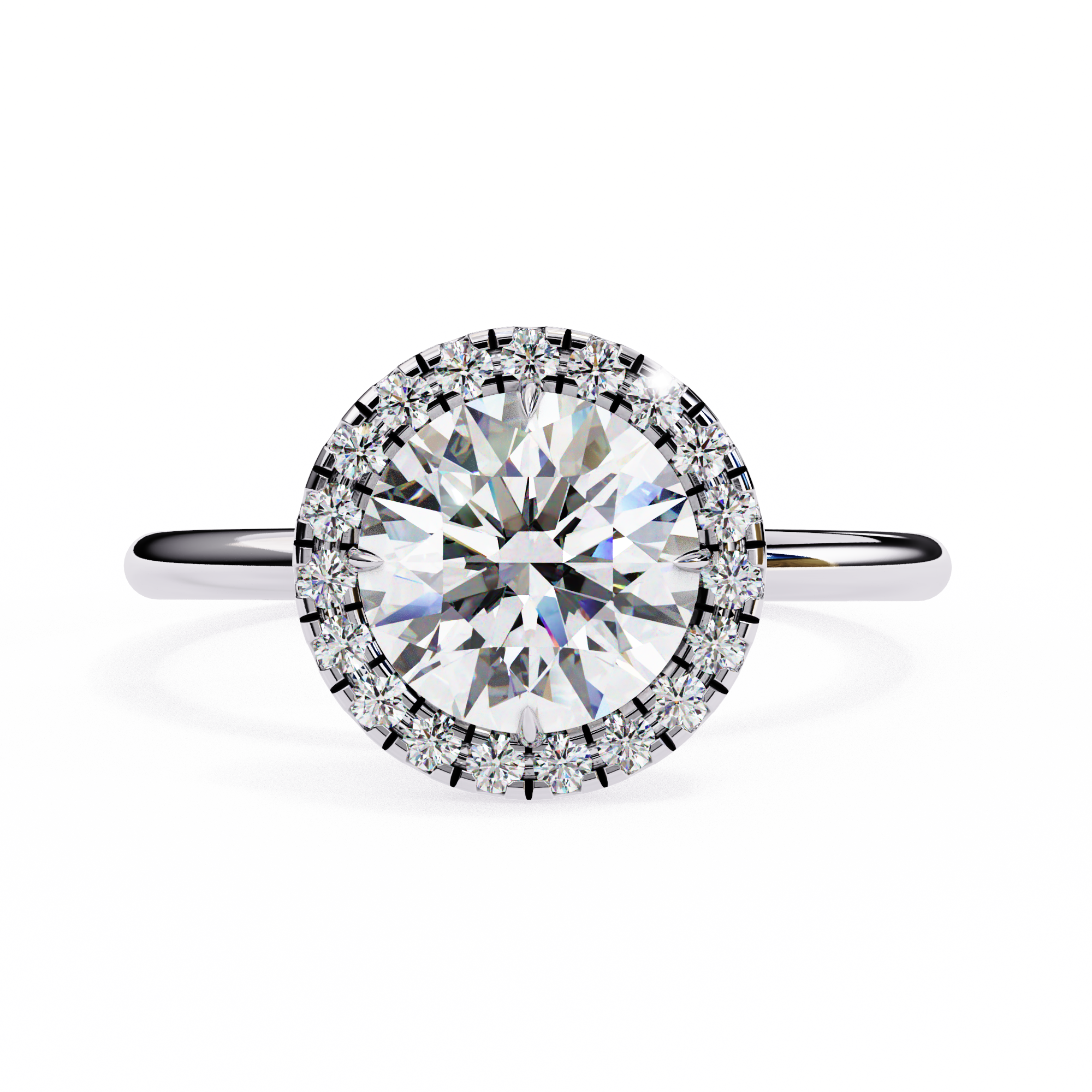 Lab Grown Round Diamond Halo Engagement Rings