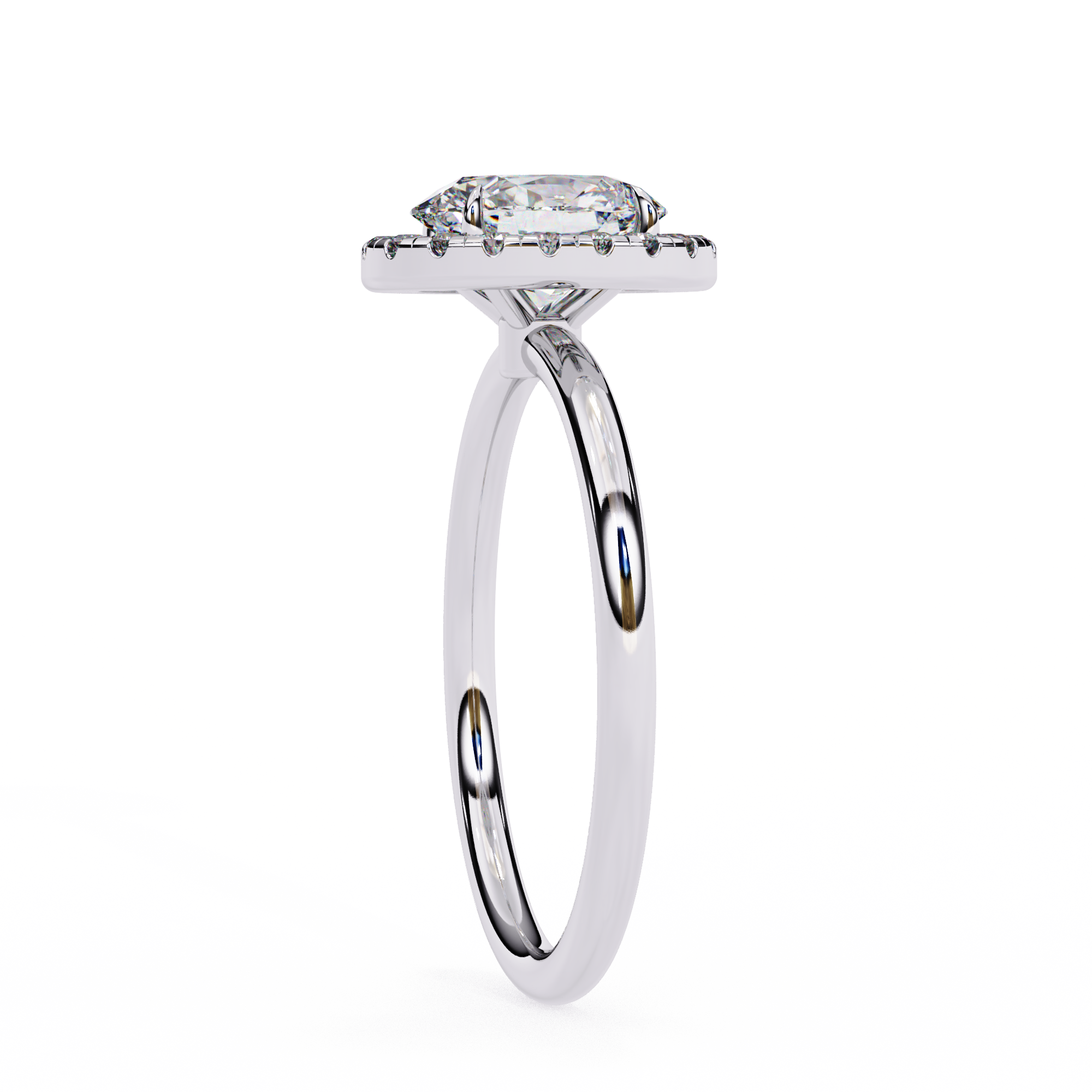 Lab Grown Oval Diamond Halo Engagement Rings