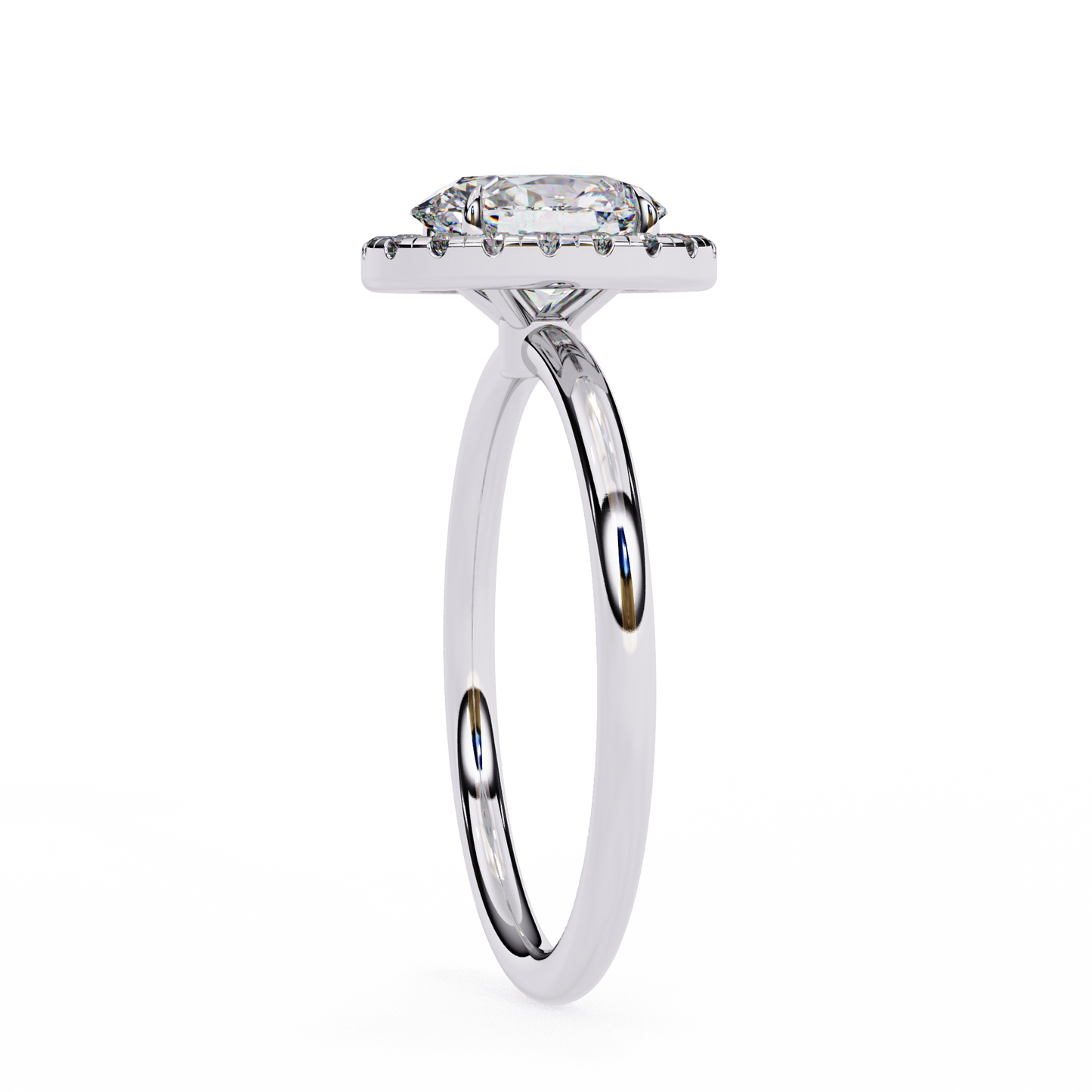 Lab Grown Oval Diamond Halo Engagement Rings