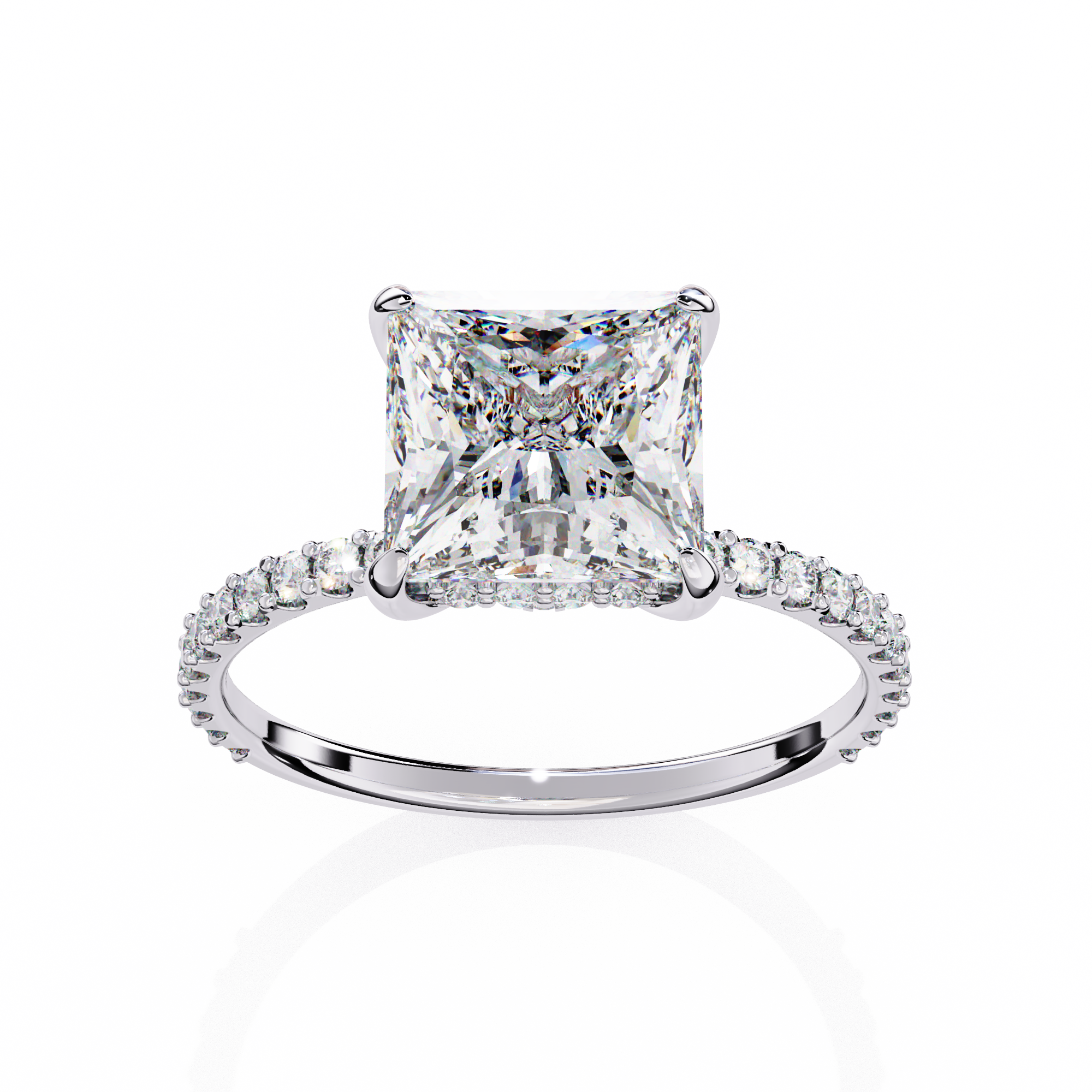 The Hailey Princess Modern Halo Engagement Ring