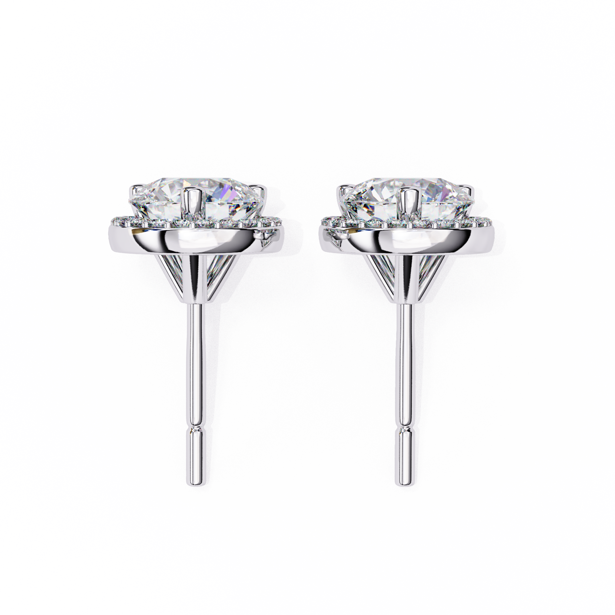 Lab Grown Diamond Round Halo Studs Earrings