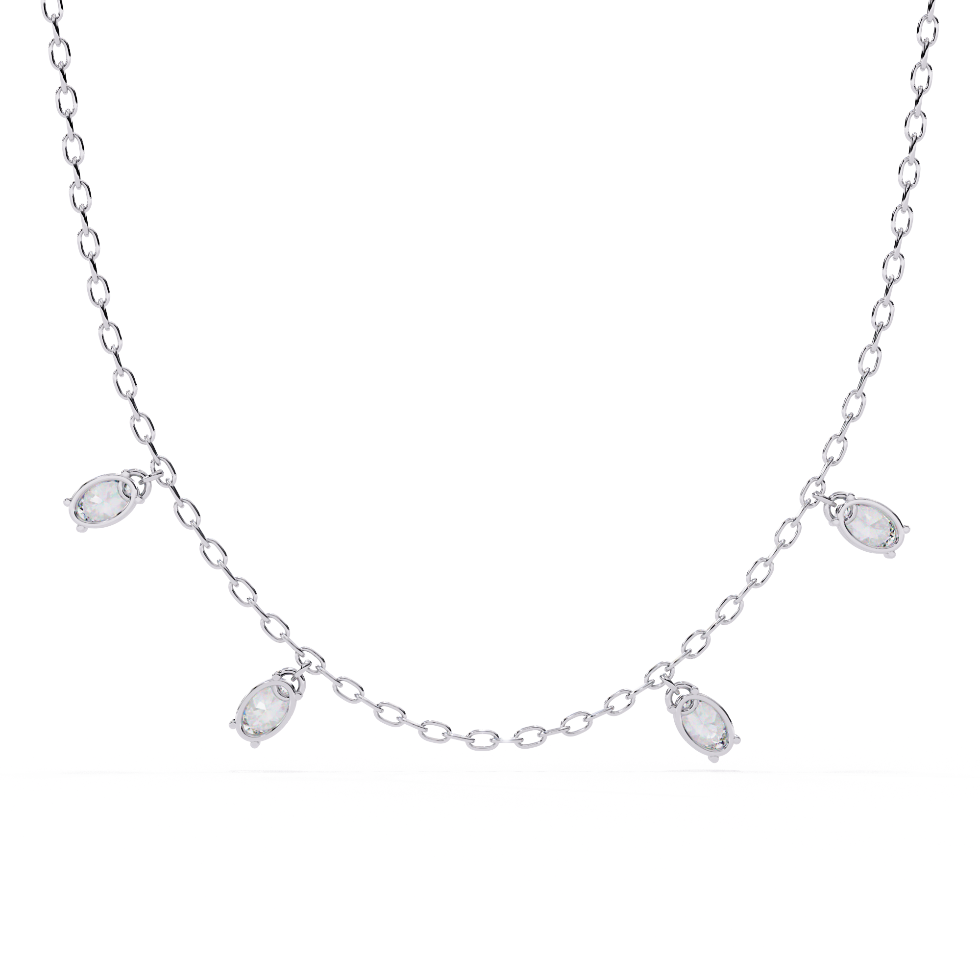 Lab Grown Diamond Oval Shape Simple Necklace